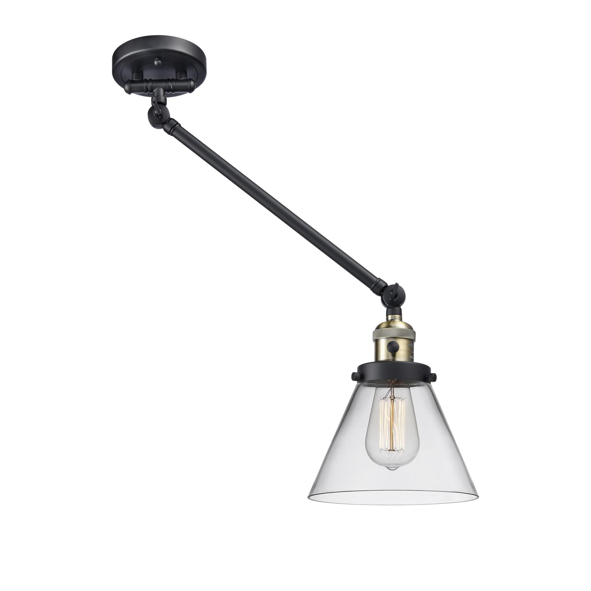 Shown in Black Antique Brass finish and Clear glass