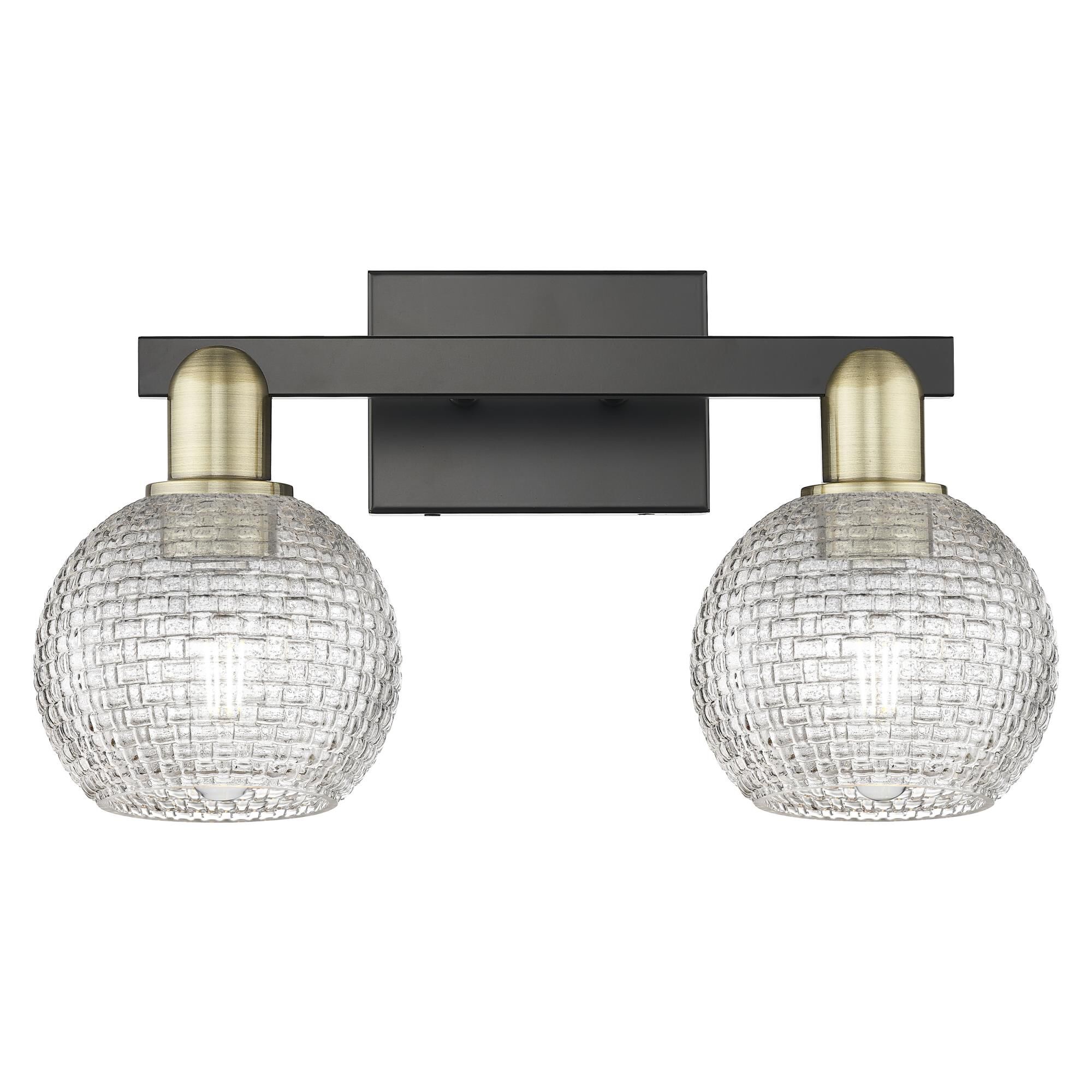 Shown in Black Antique Brass finish and Clear Basketweave glass