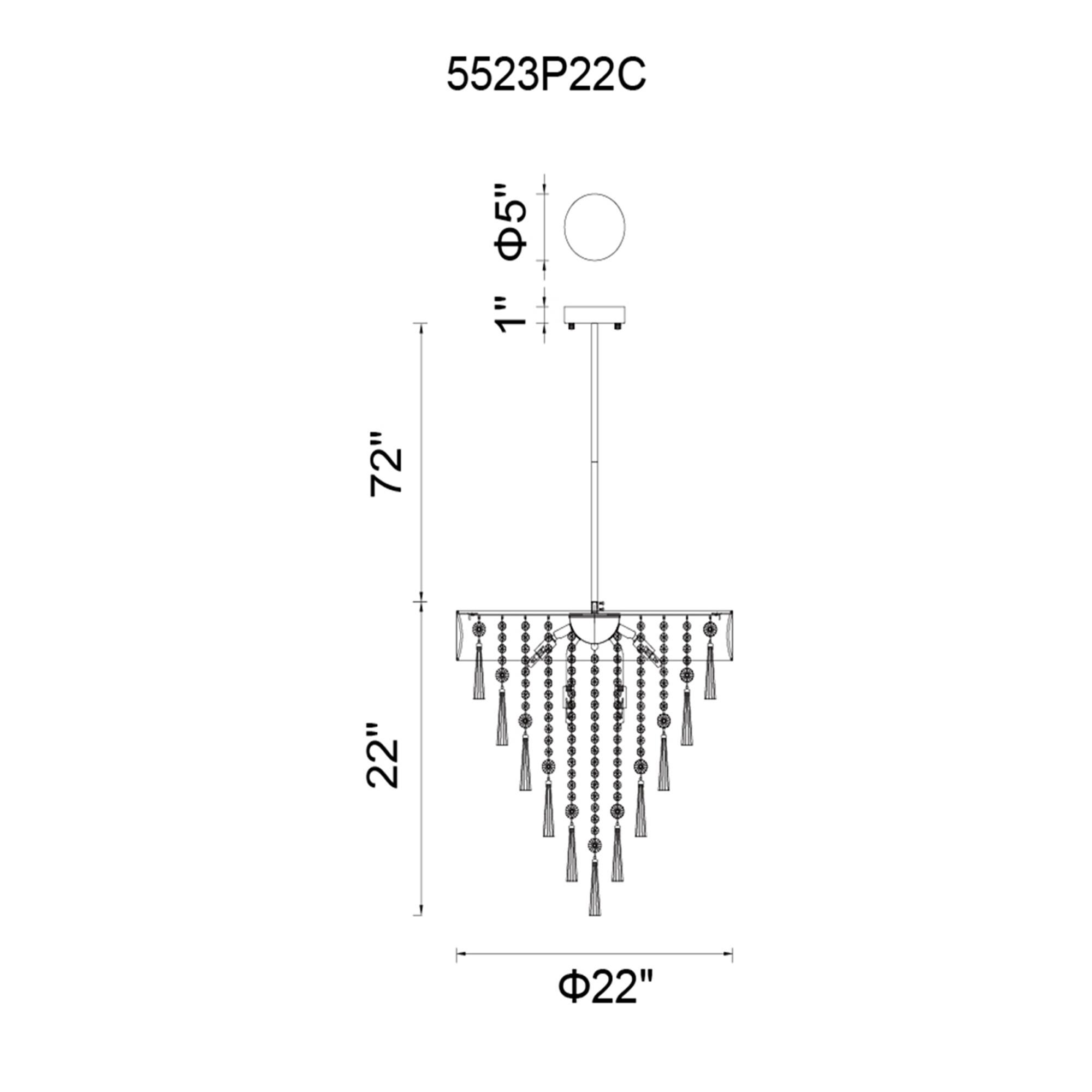 Shown in Chrome finish and K9 Clear crystal and Black shade