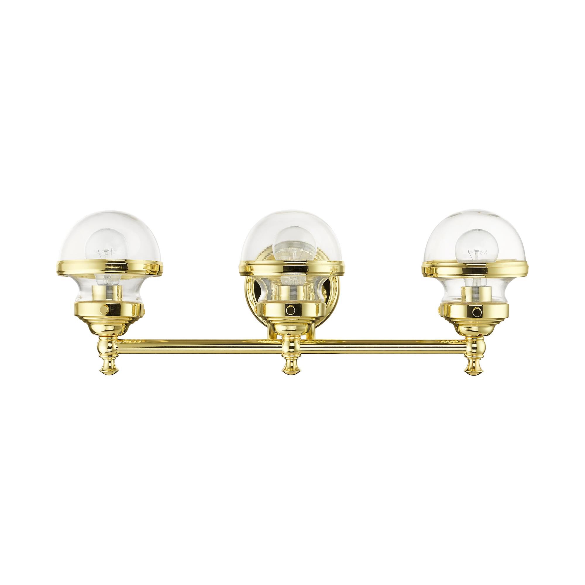 Shown in Polished Brass finish and Hand Blown Clear glass and Hand Blown Clear Glass shade