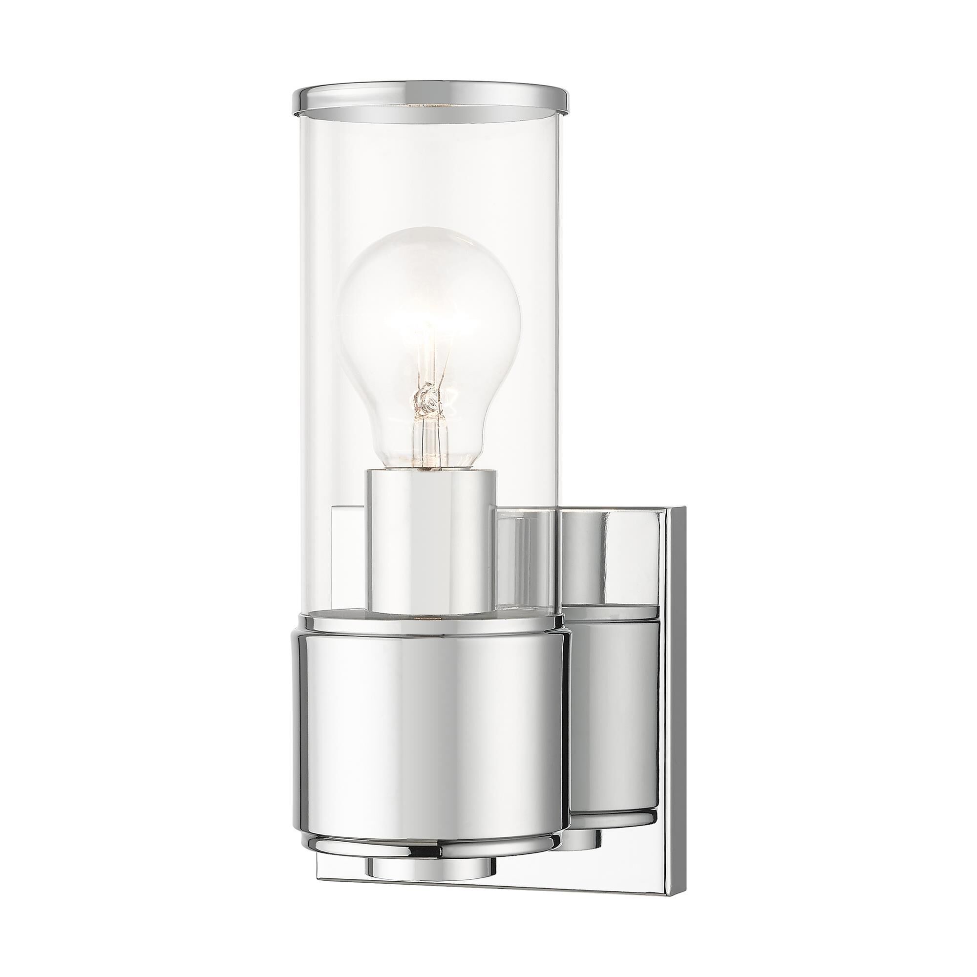 Shown in Polished Chrome finish and Clear  glass
