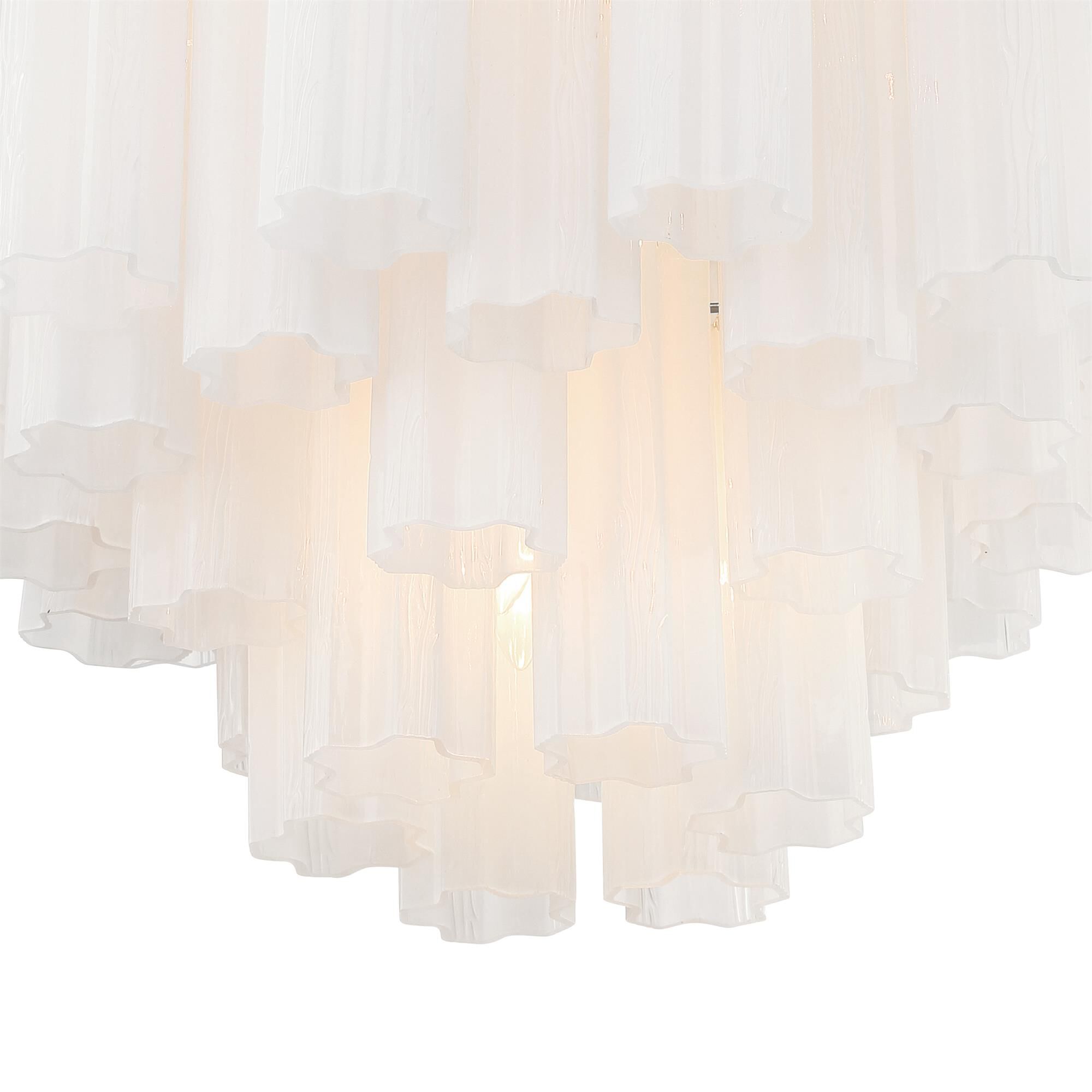 Shown in Polished Chrome finish and Tronchi White glass