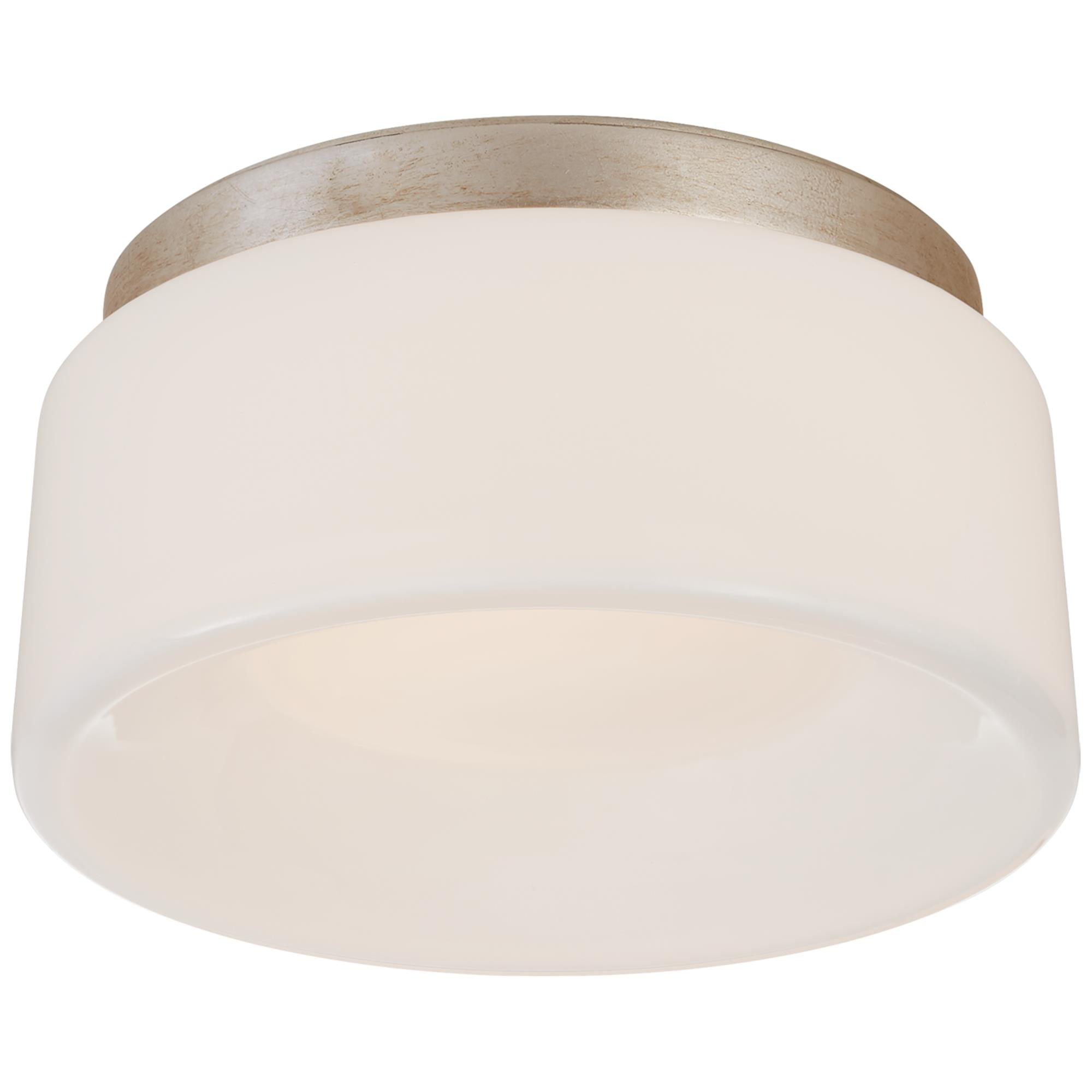 Shown in Burnished Silver Leaf finish and White glass and White Glass shade