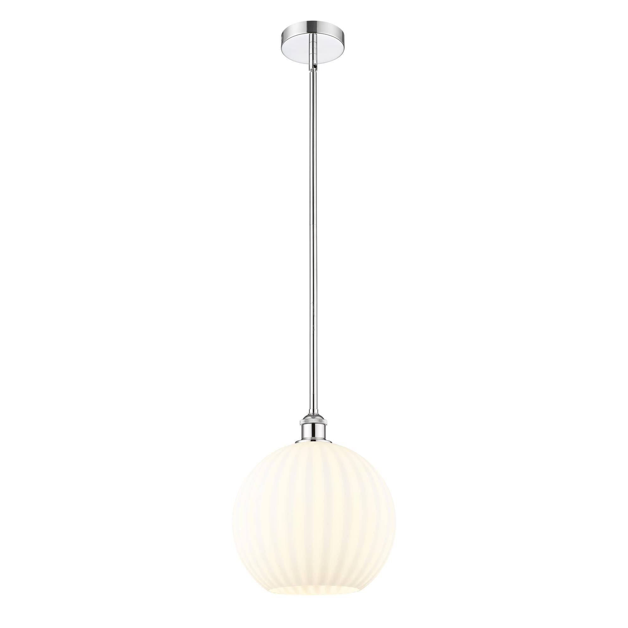 Shown in Polished Chrome finish and White Venetian glass