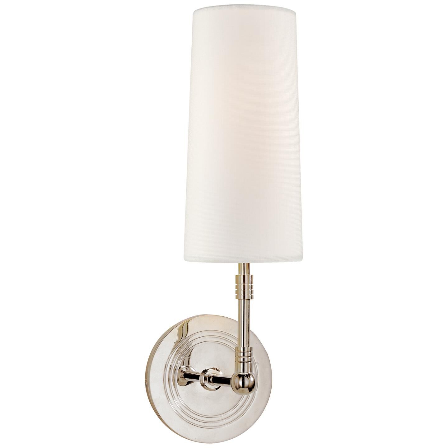 Shown in Polished Nickel finish and Linen shade