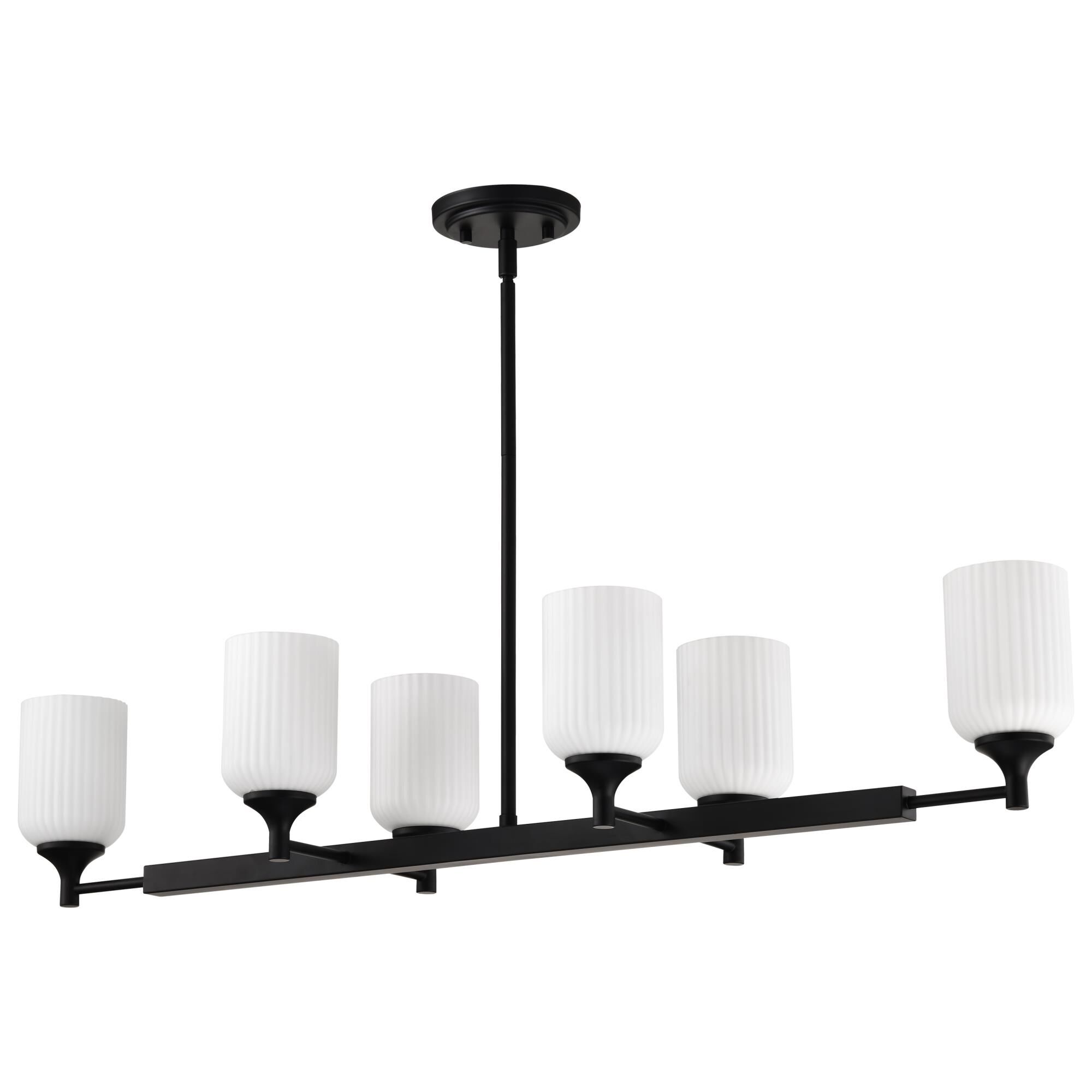 Shown in Matte Black finish and Frosted Ribbed glass