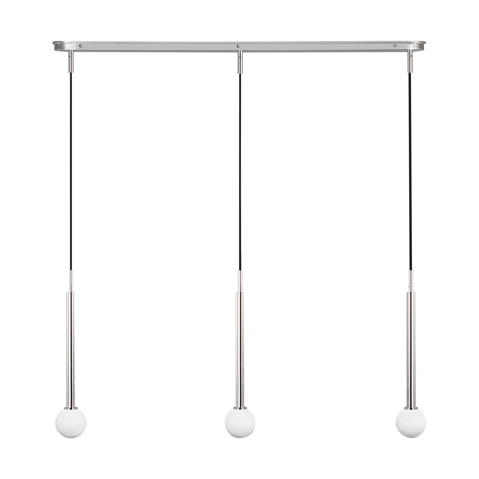 Shown in Polished Nickel finish and Milk glass