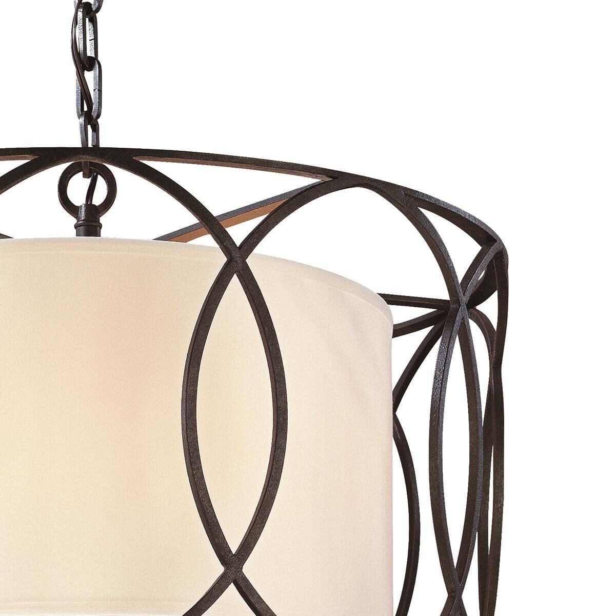 Shown in Deep Bronze finish and White glass and Hardback Linen shade