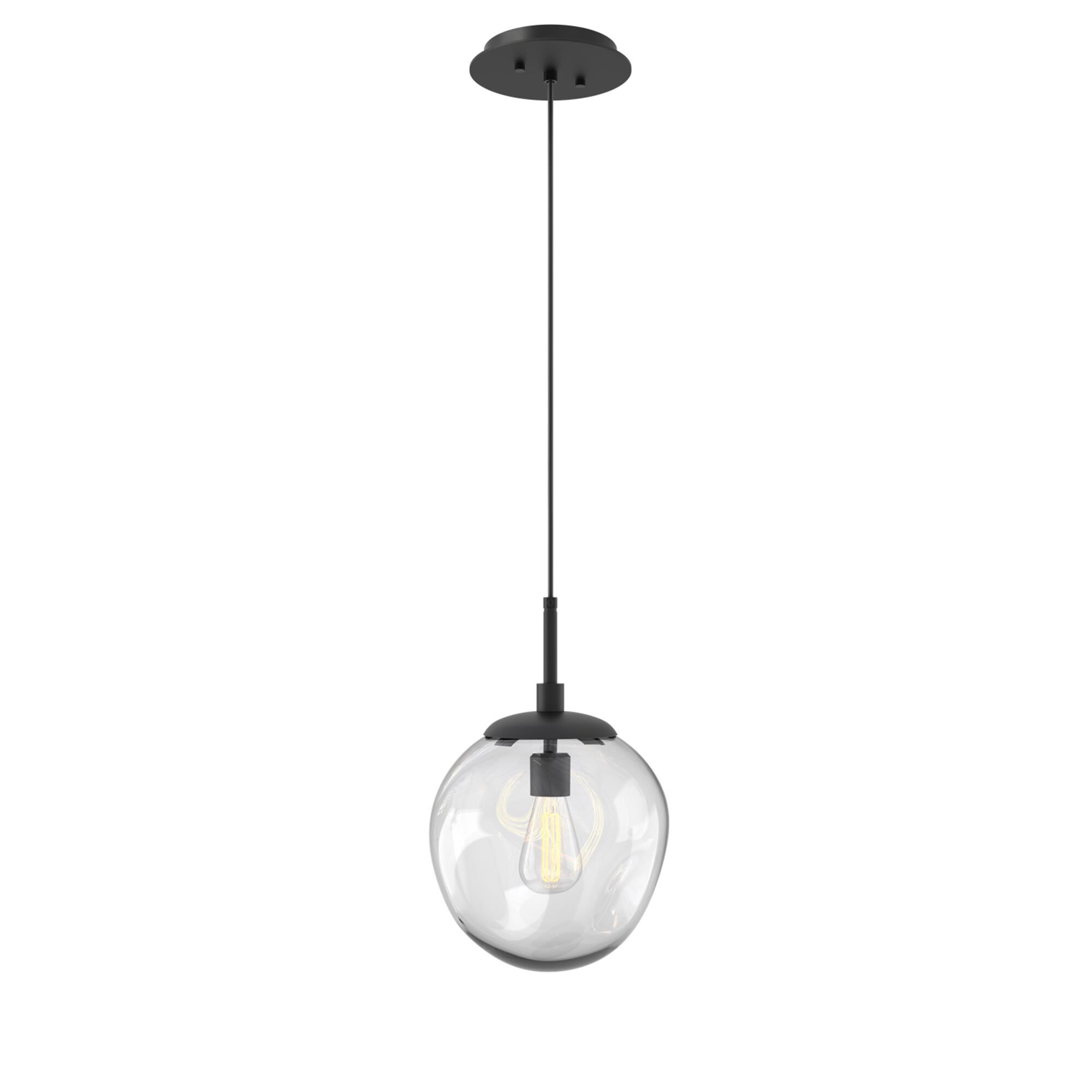 Shown in Matte Black finish and Blown Clear glass