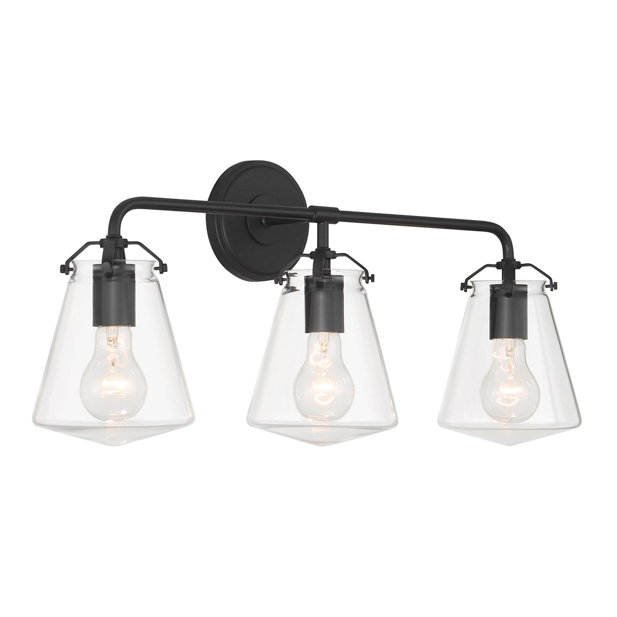 Shown in Matte Black finish and Clear glass