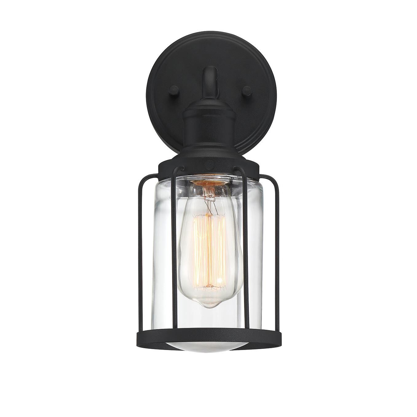 Shown in Earth Black finish and Clear Glass shade