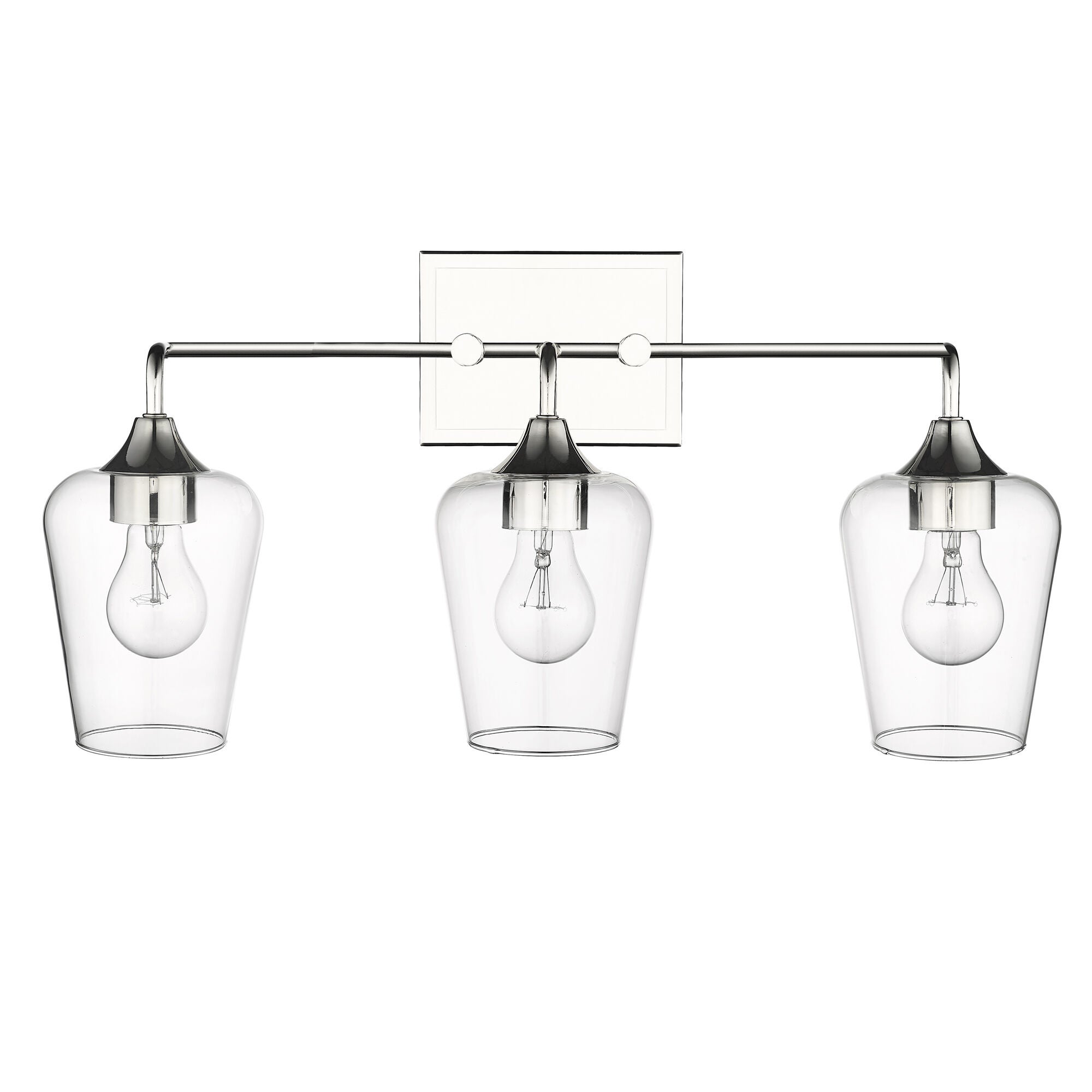 Shown in Polished Nickel finish and Clear Glass shade