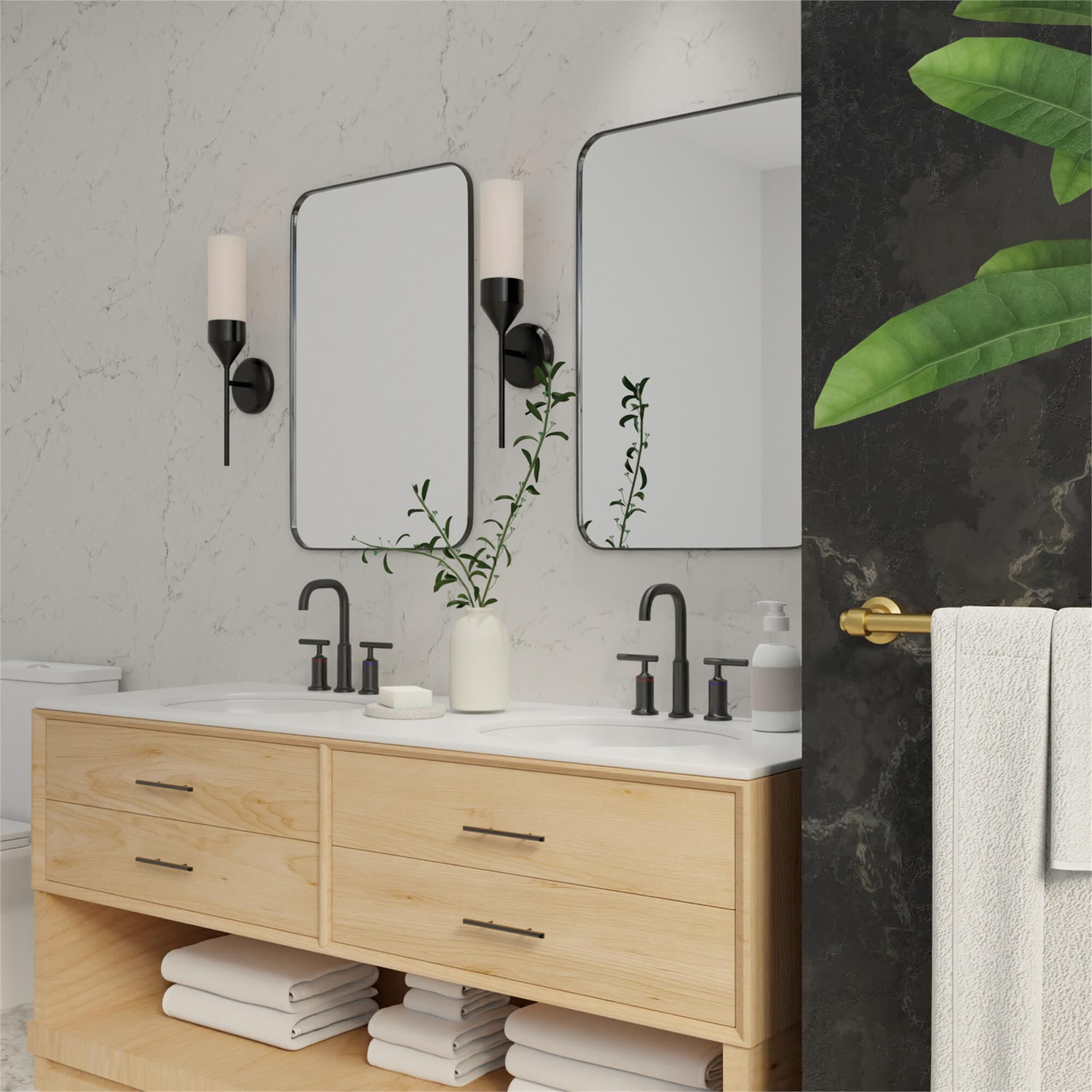 Shown in Matte Black finish and Soft White glass
