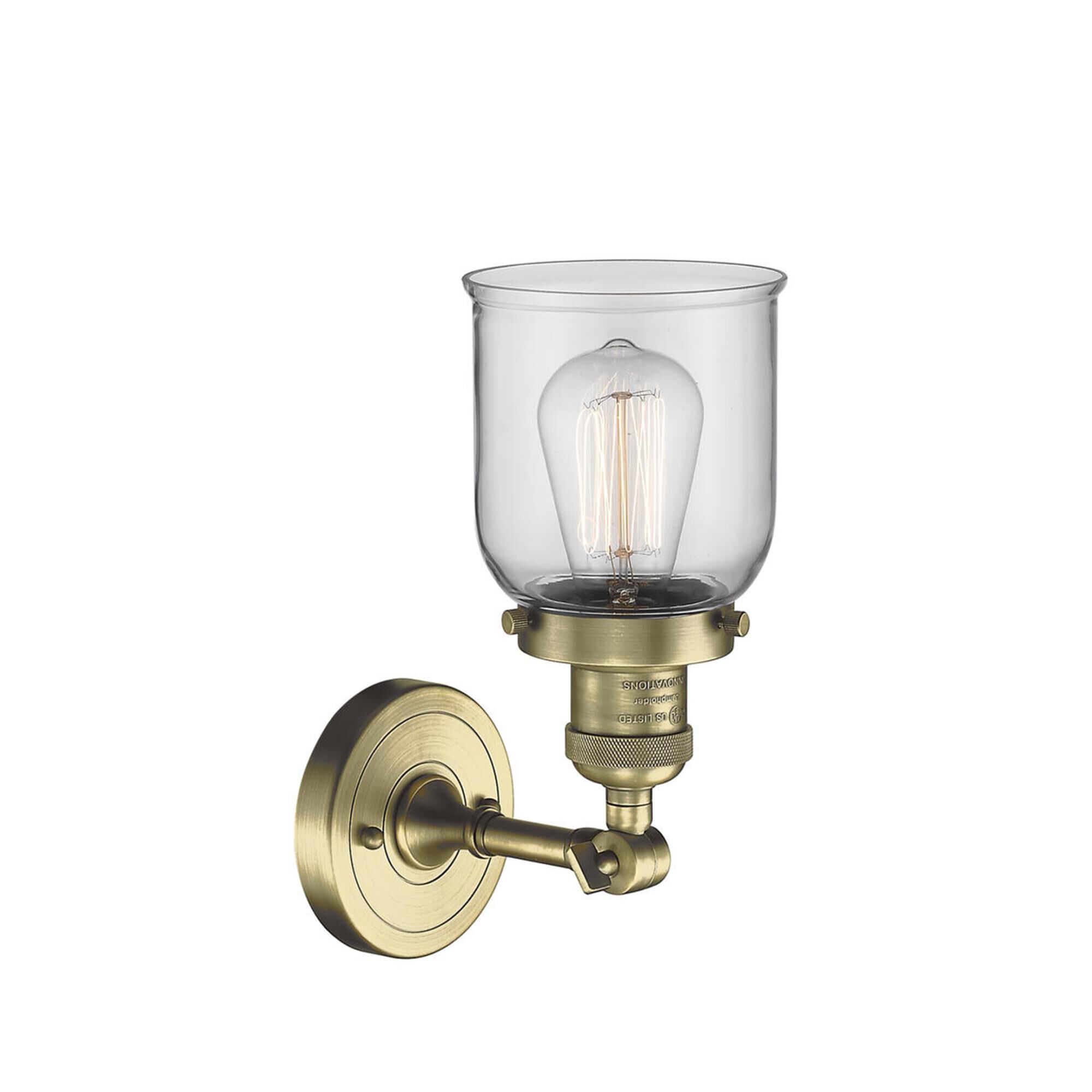 Shown in Antique Brass finish and Clear glass