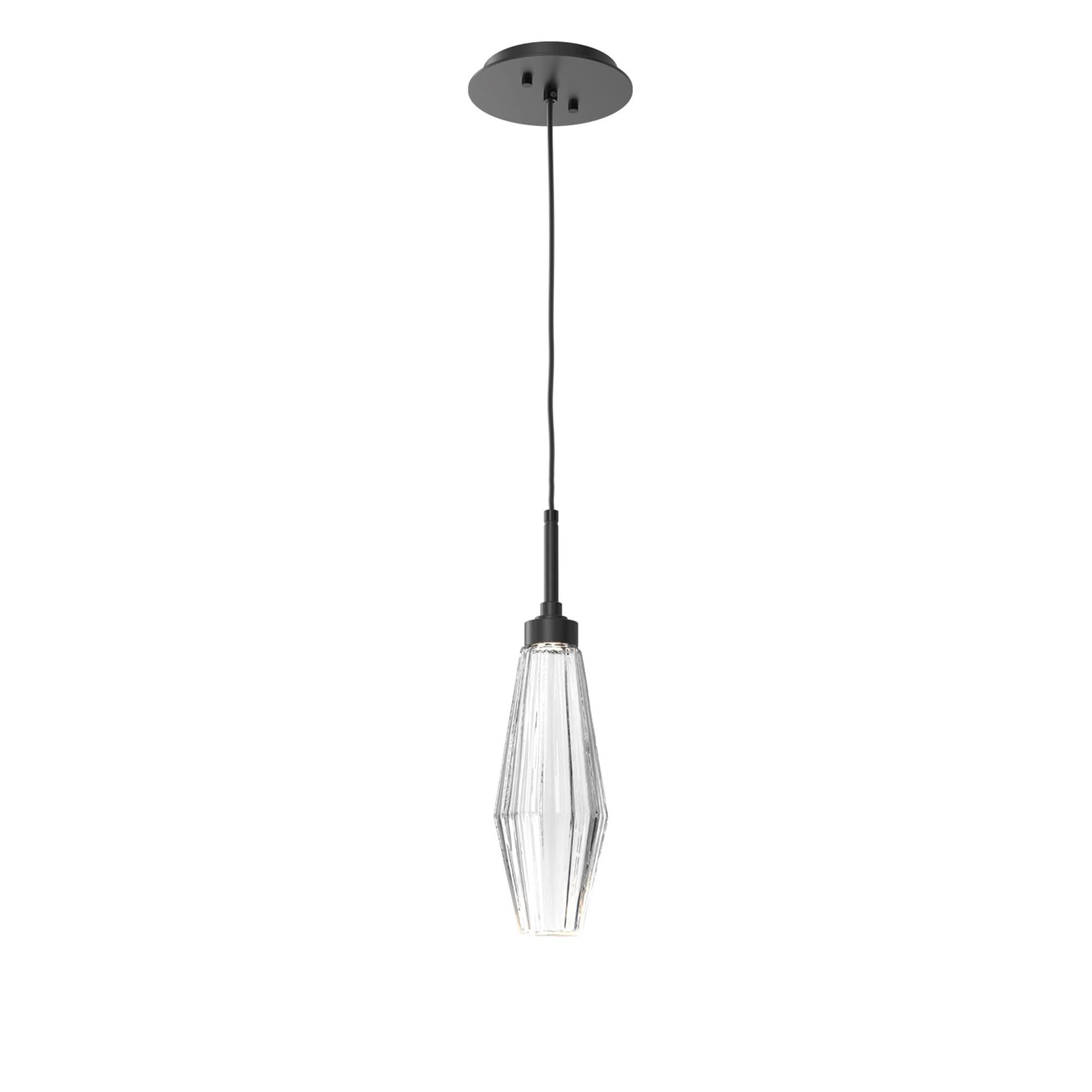 Shown in Matte Black finish and Optic Rib Clear glass