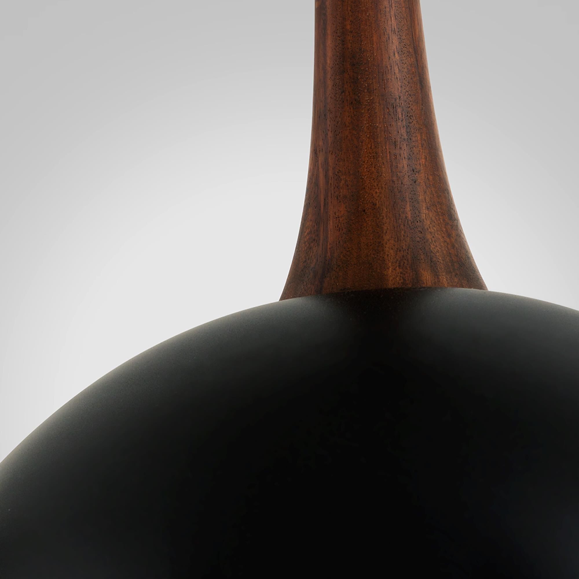 Shown in Black And Natural Acacia finish and White glass and Glass shade