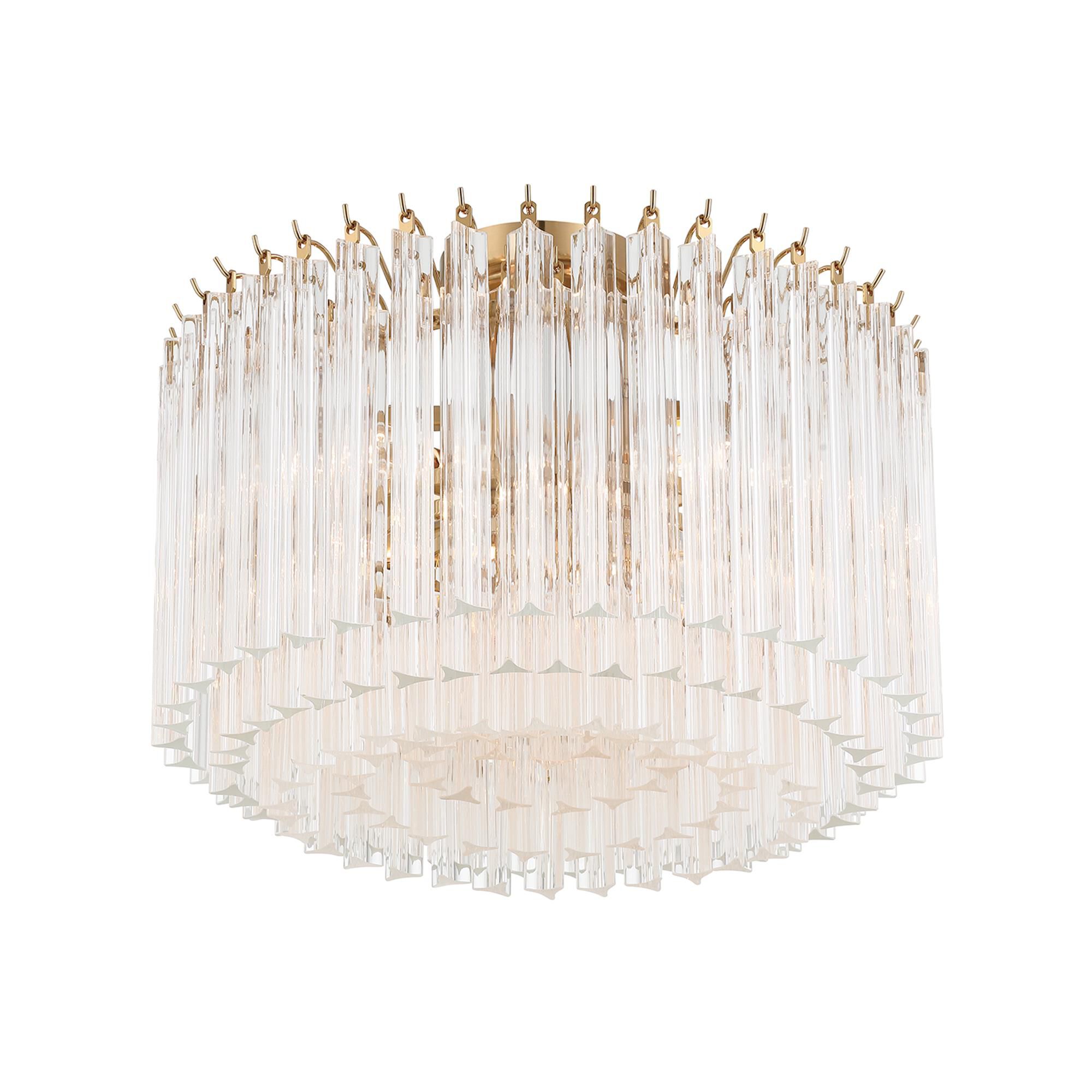Shown in Aged Brass finish and Triedri Clear crystal