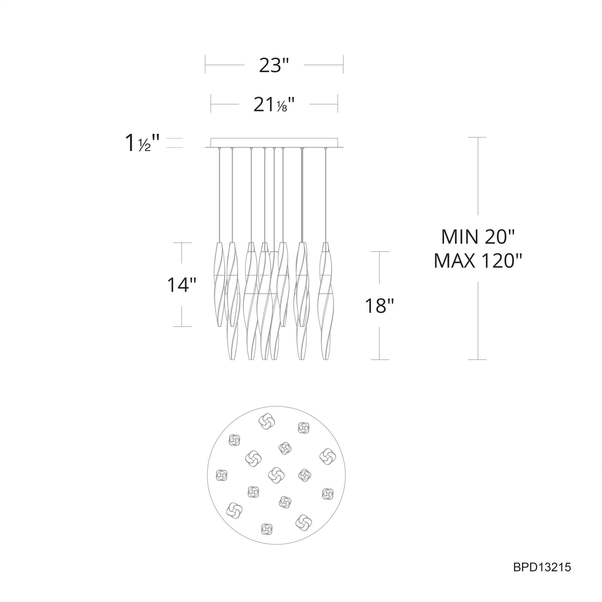 Kindjal 23 Inch 15 Light LED Multi Light Pendant by Schonbek Beyond