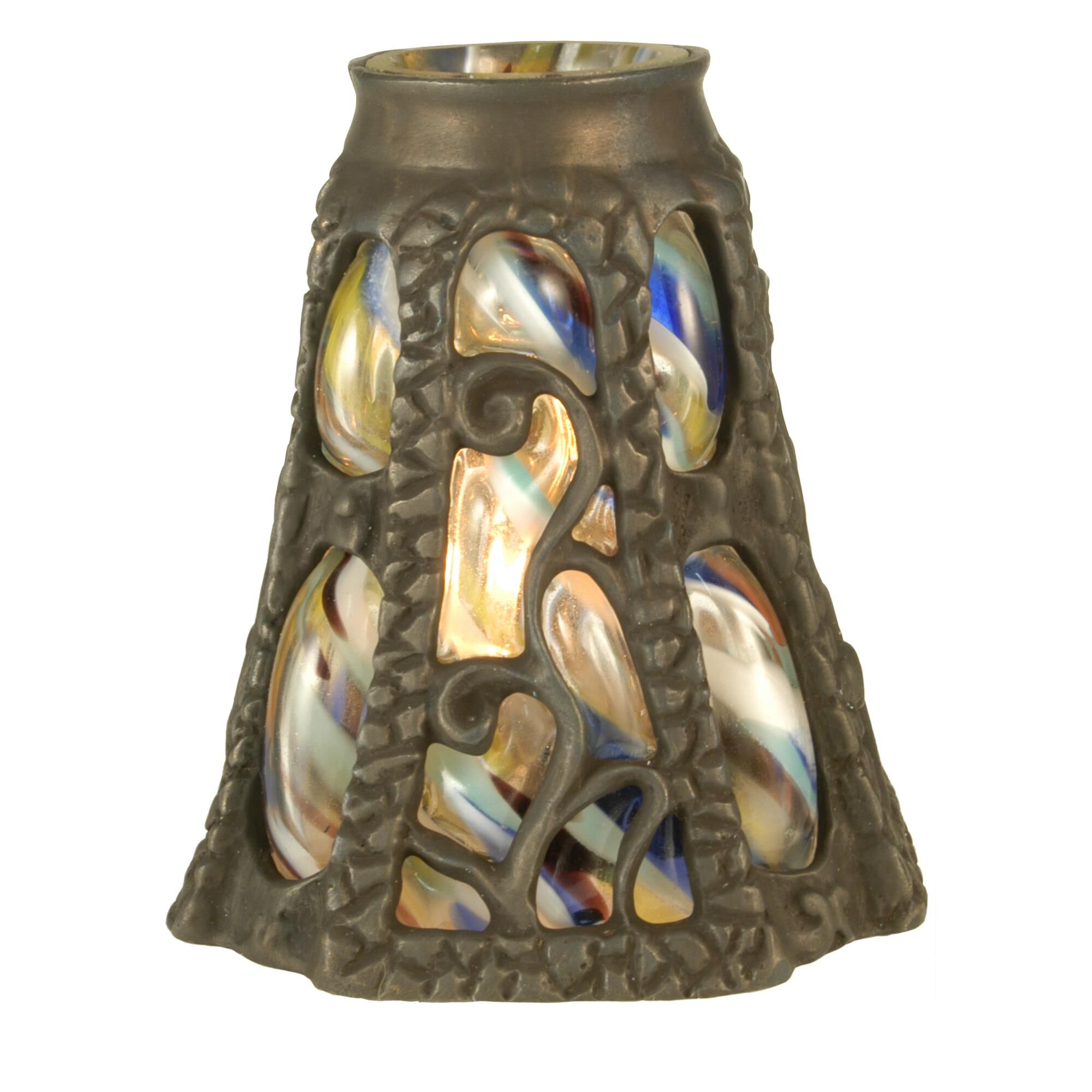 Shown in Antique Finish finish and White Multi glass