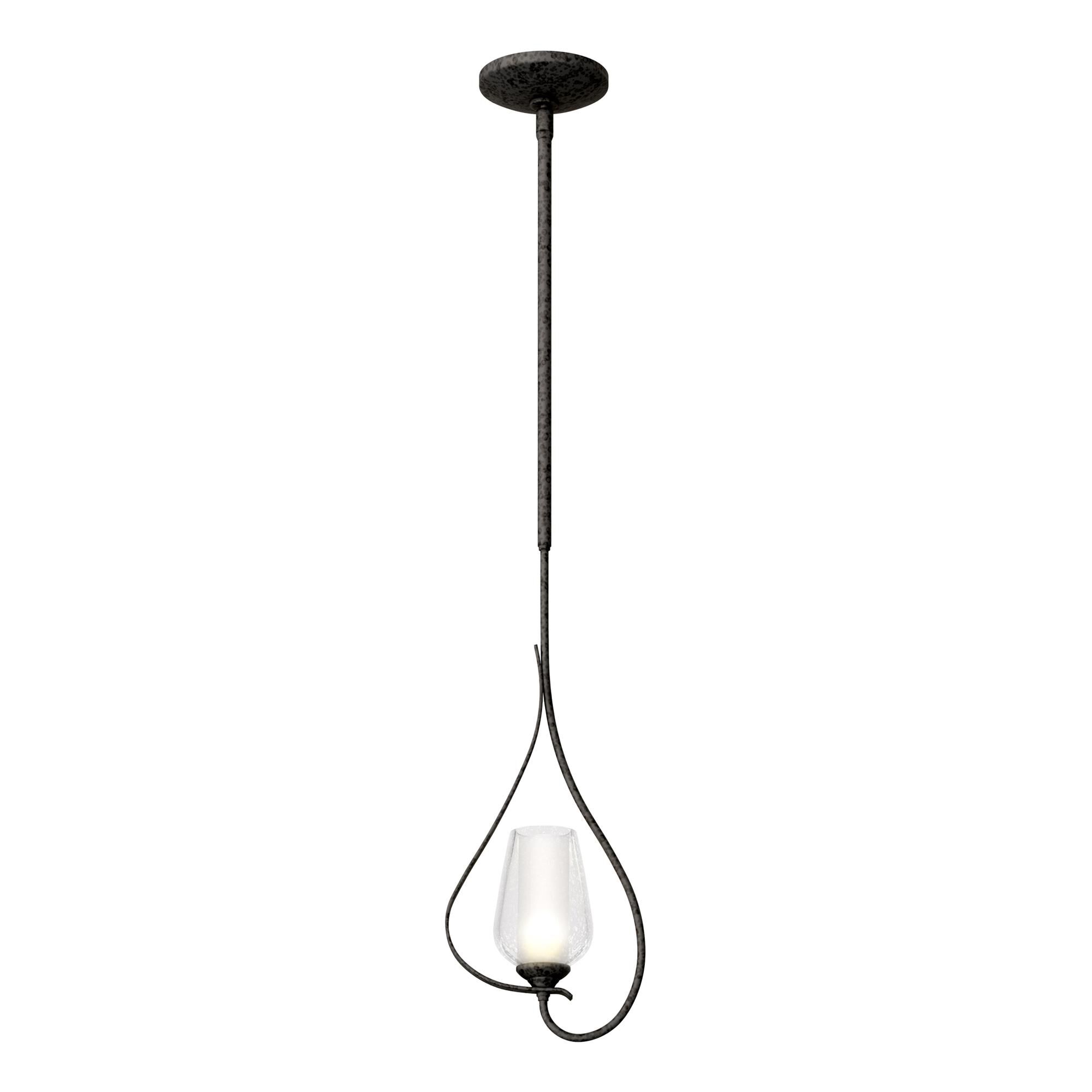 Shown in Natural Iron finish and Opal and Seeded glass
