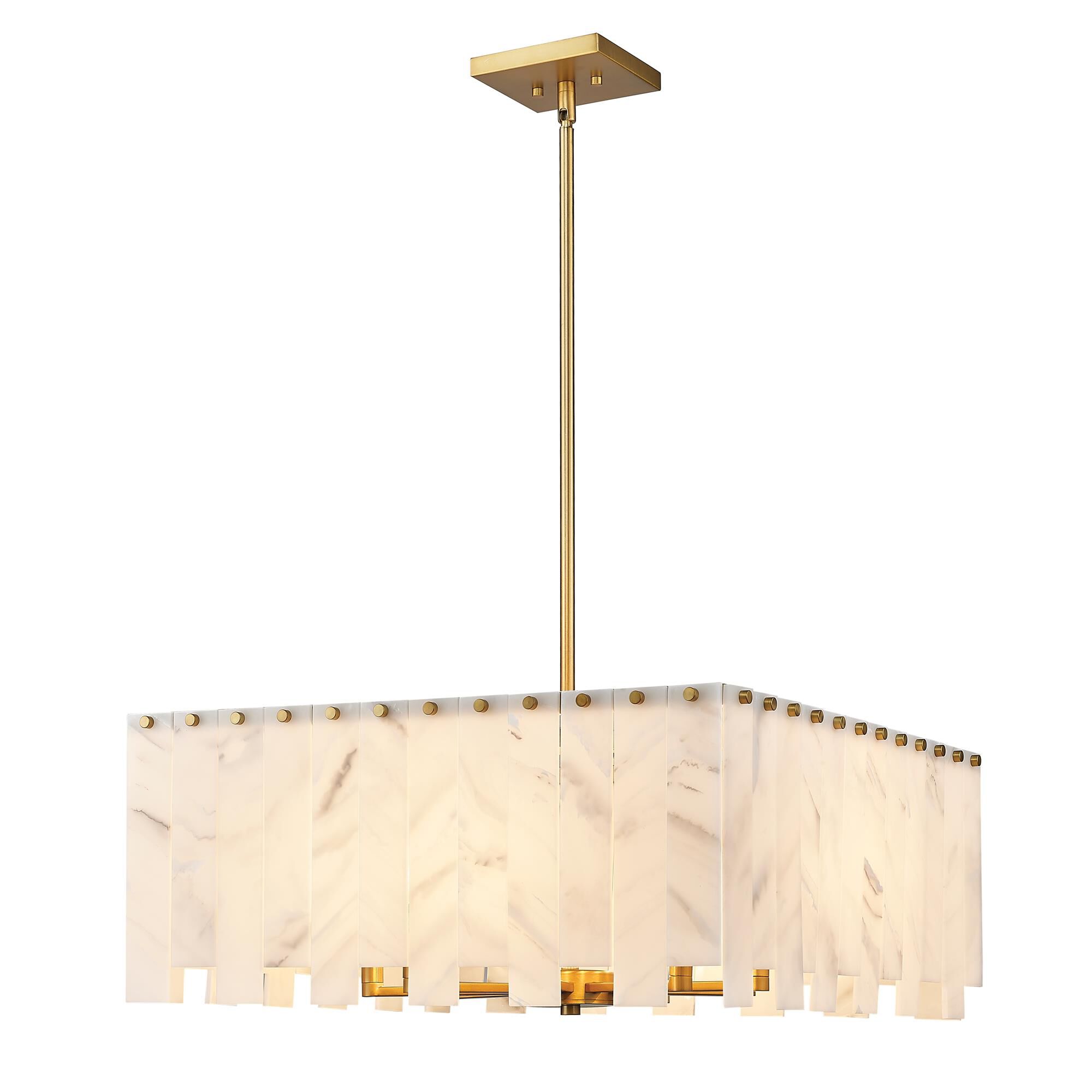 Shown in Rubbed Brass finish and Alabaster Resin shade