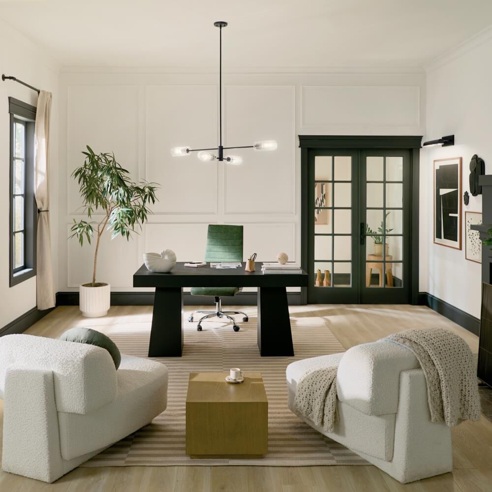 Shown in Black finish and Clear Fluted glass