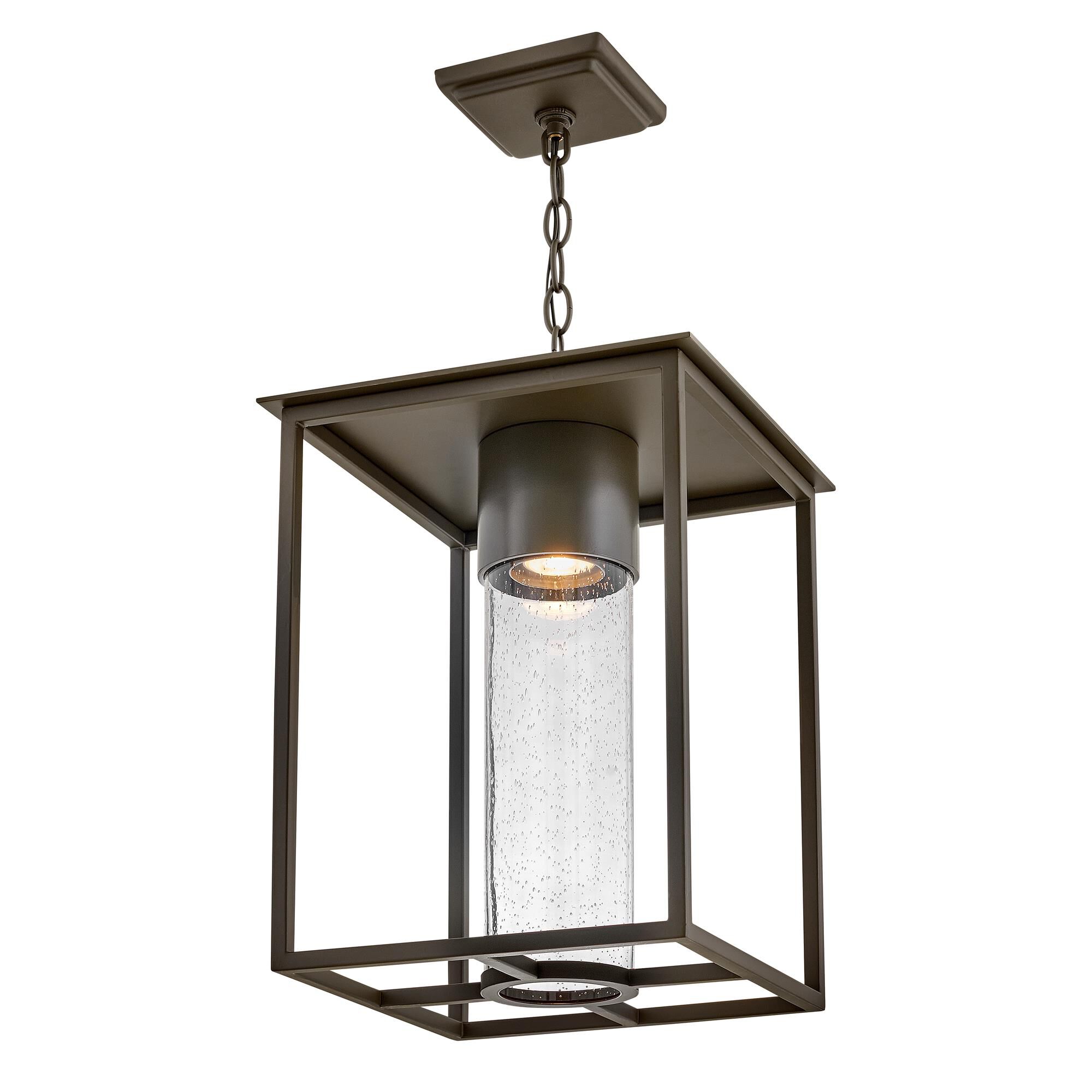 Shown in Oil Rubbed Bronze finish and Clear Seedy glass