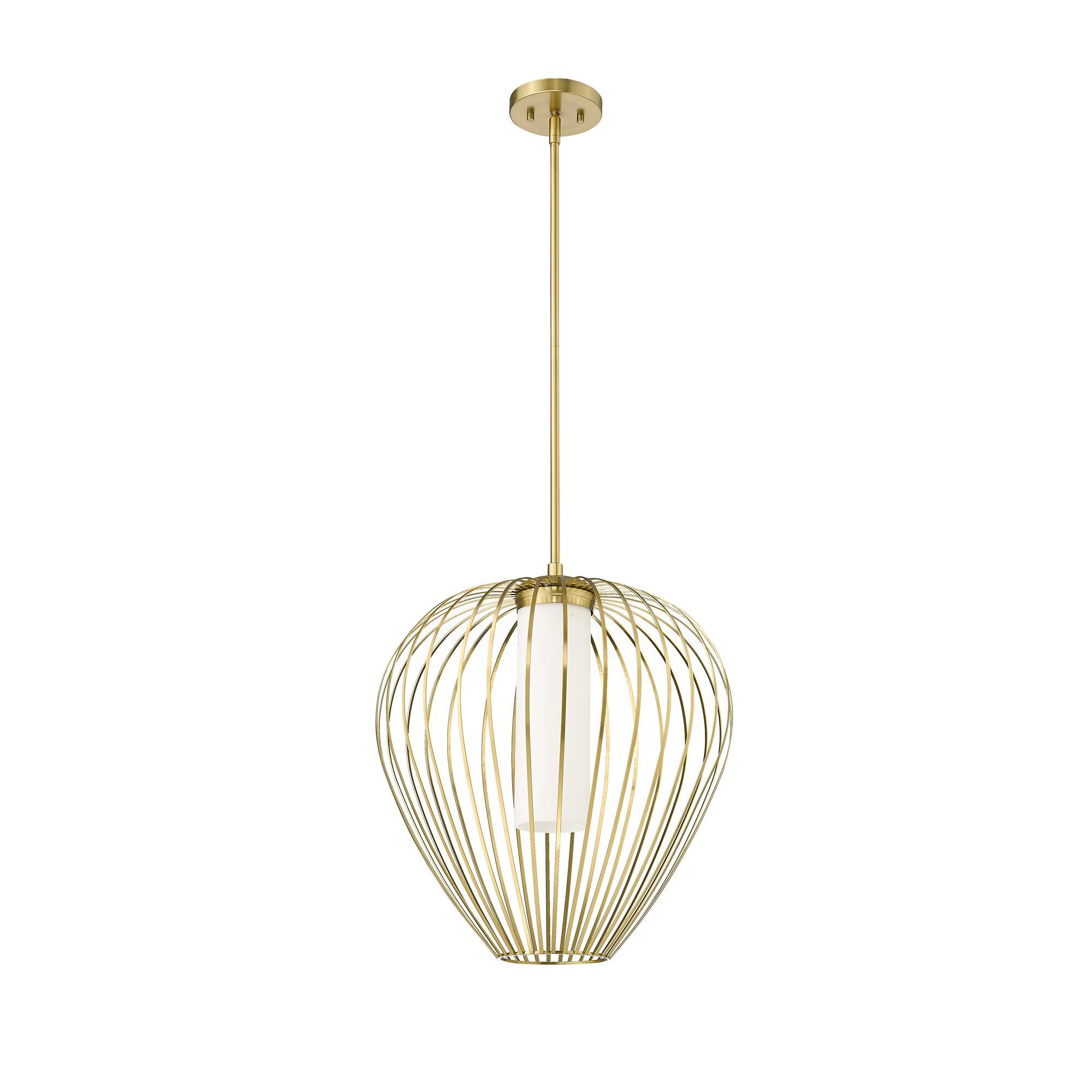 Shown in Modern Gold finish and White Opal glass