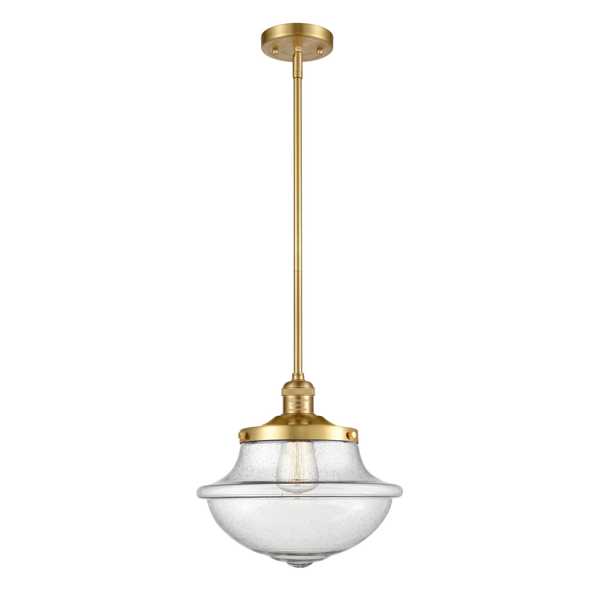 Shown in Satin Gold finish and Seedy Large Oxford glass