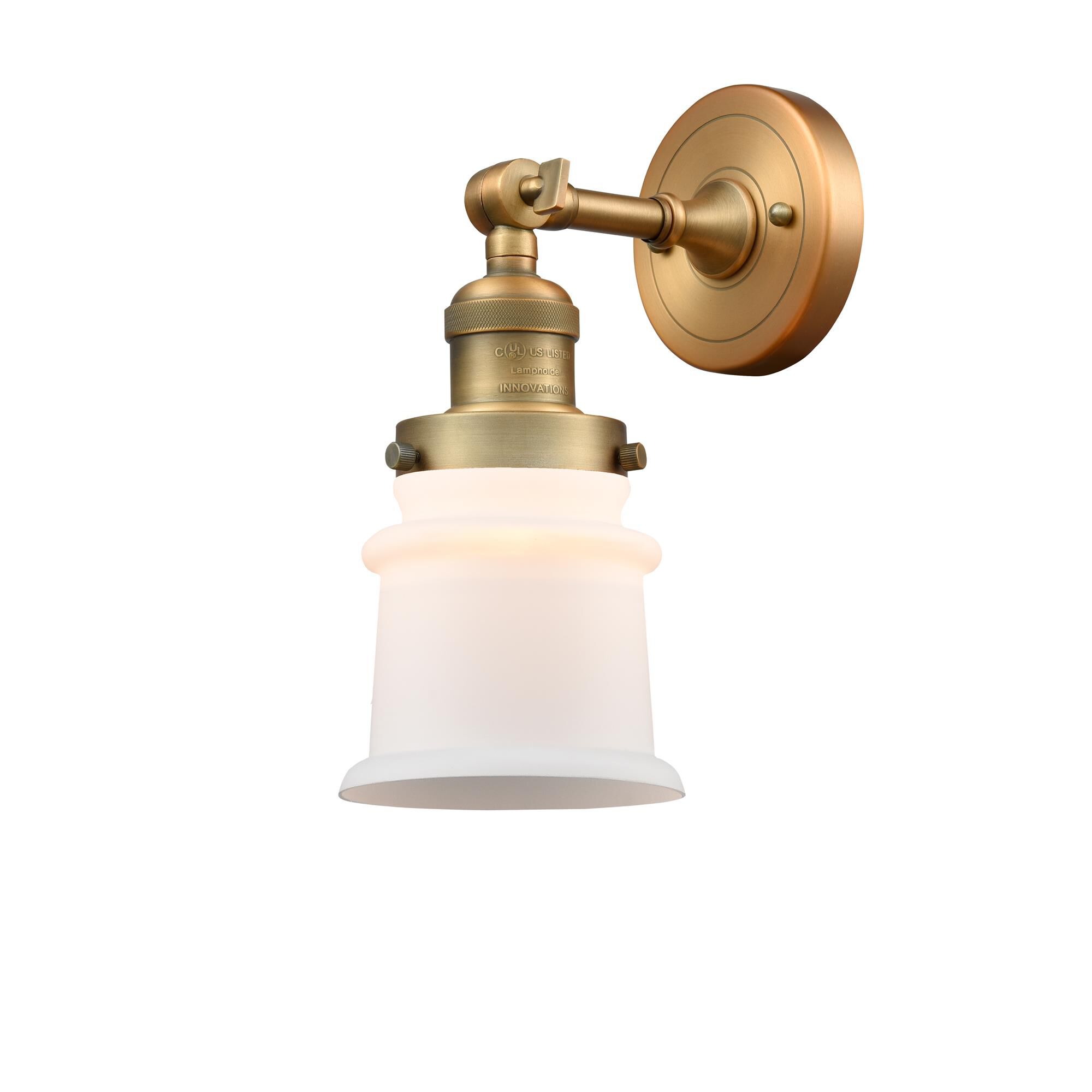 Shown in Brushed Brass finish and Matte White Cased glass