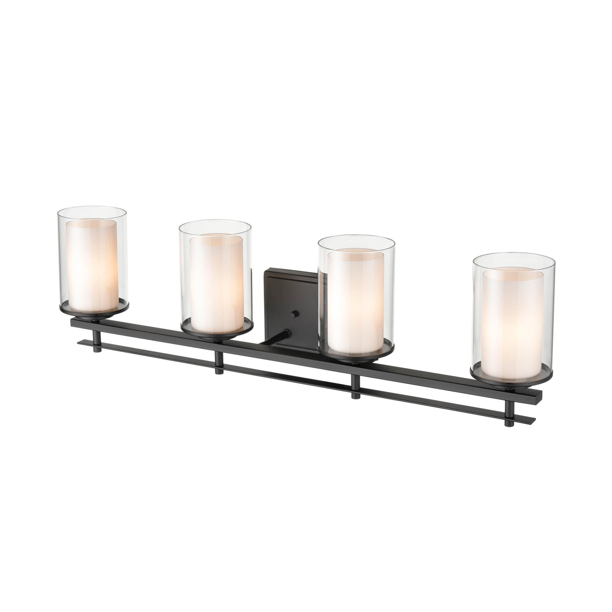 Shown in Matte Black finish and Clear Outer - Etched White Inner glass