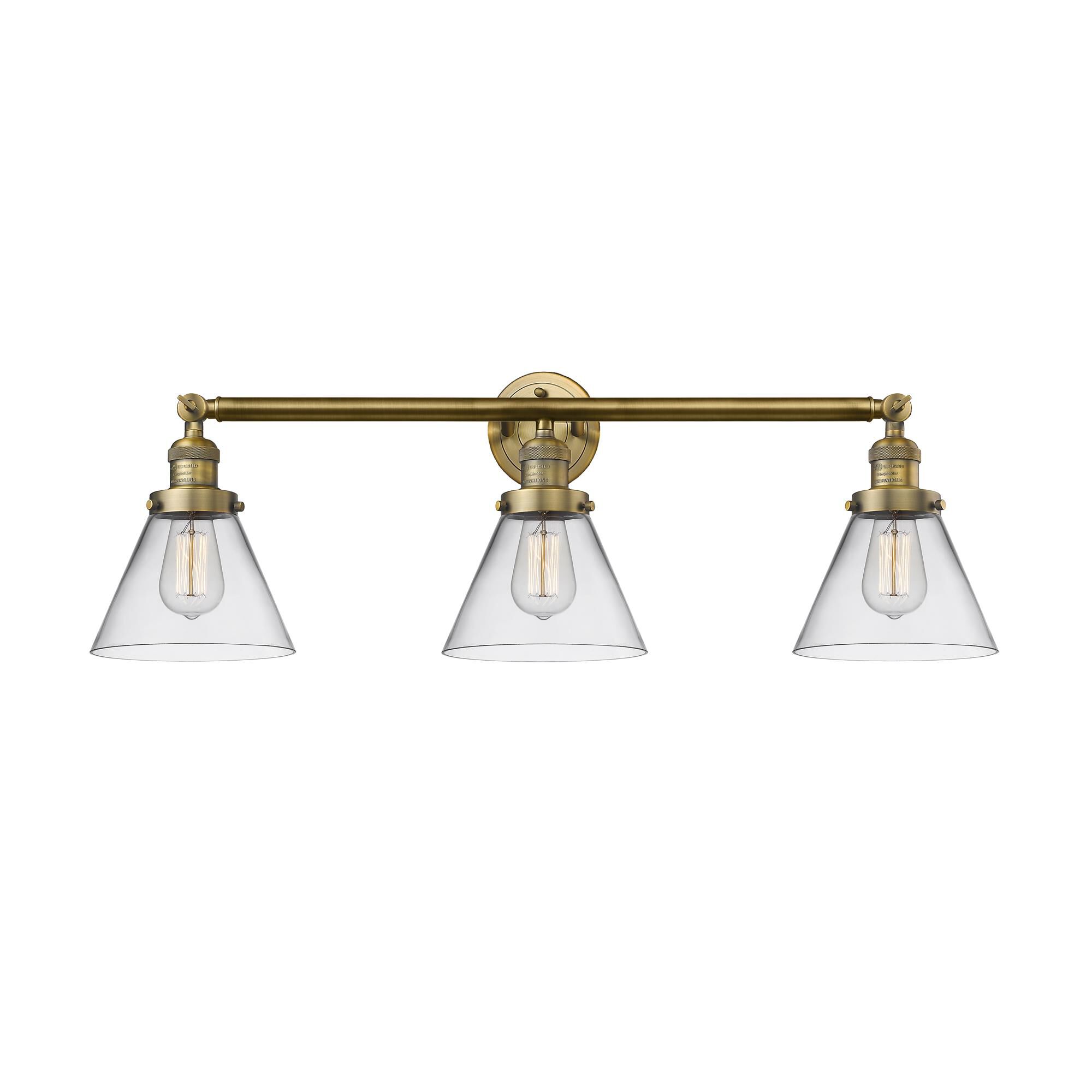 Shown in Brushed Brass finish and Clear glass