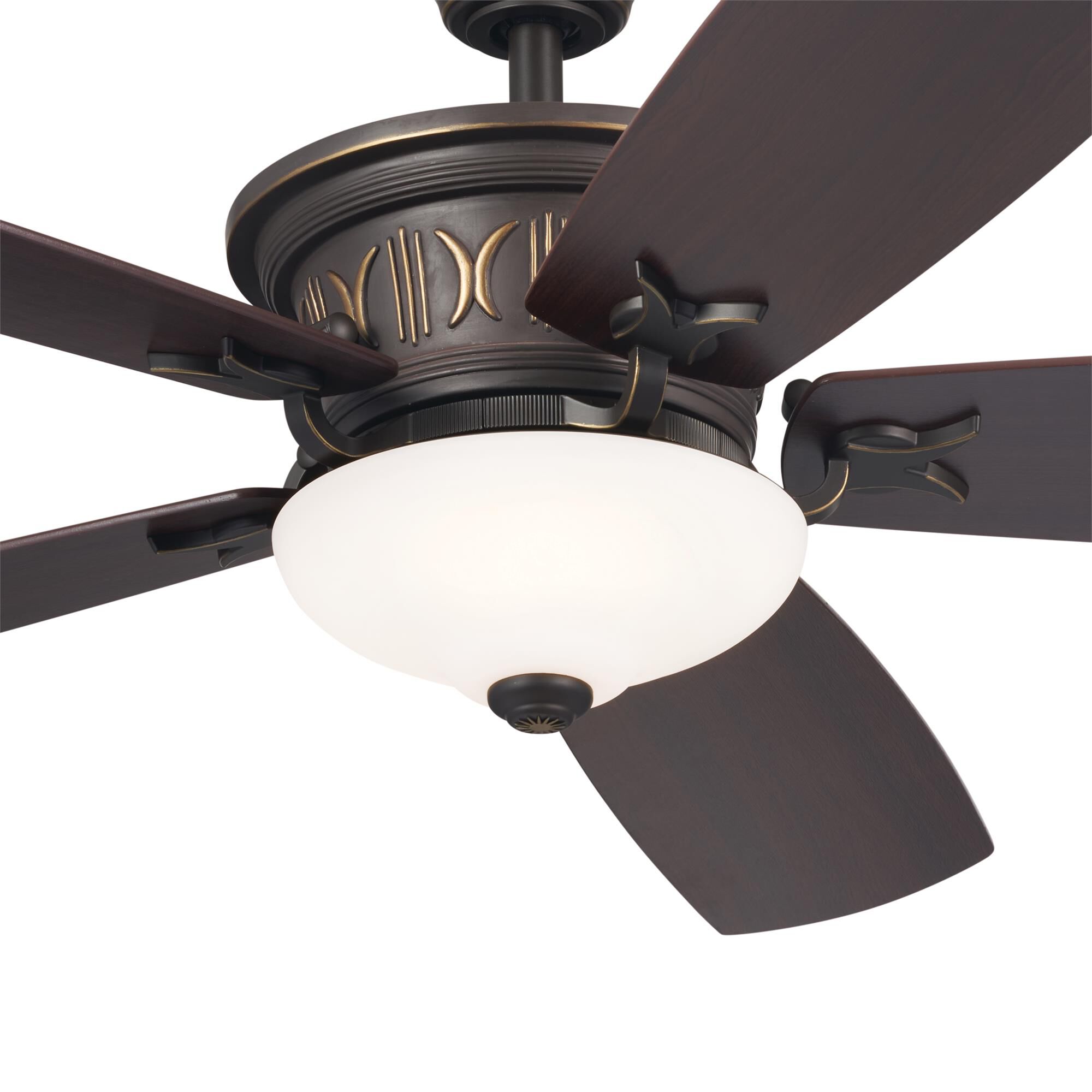 Shown in Olde Bronze with Gold Highlights finish and Frosted glass