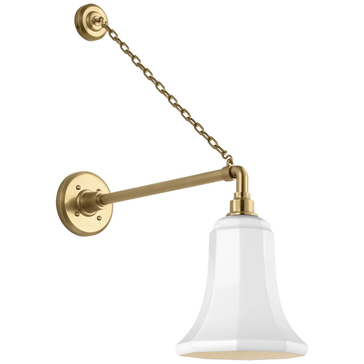 Shown in Hand-Rubbed Antique Brass finish and White Savannah shade