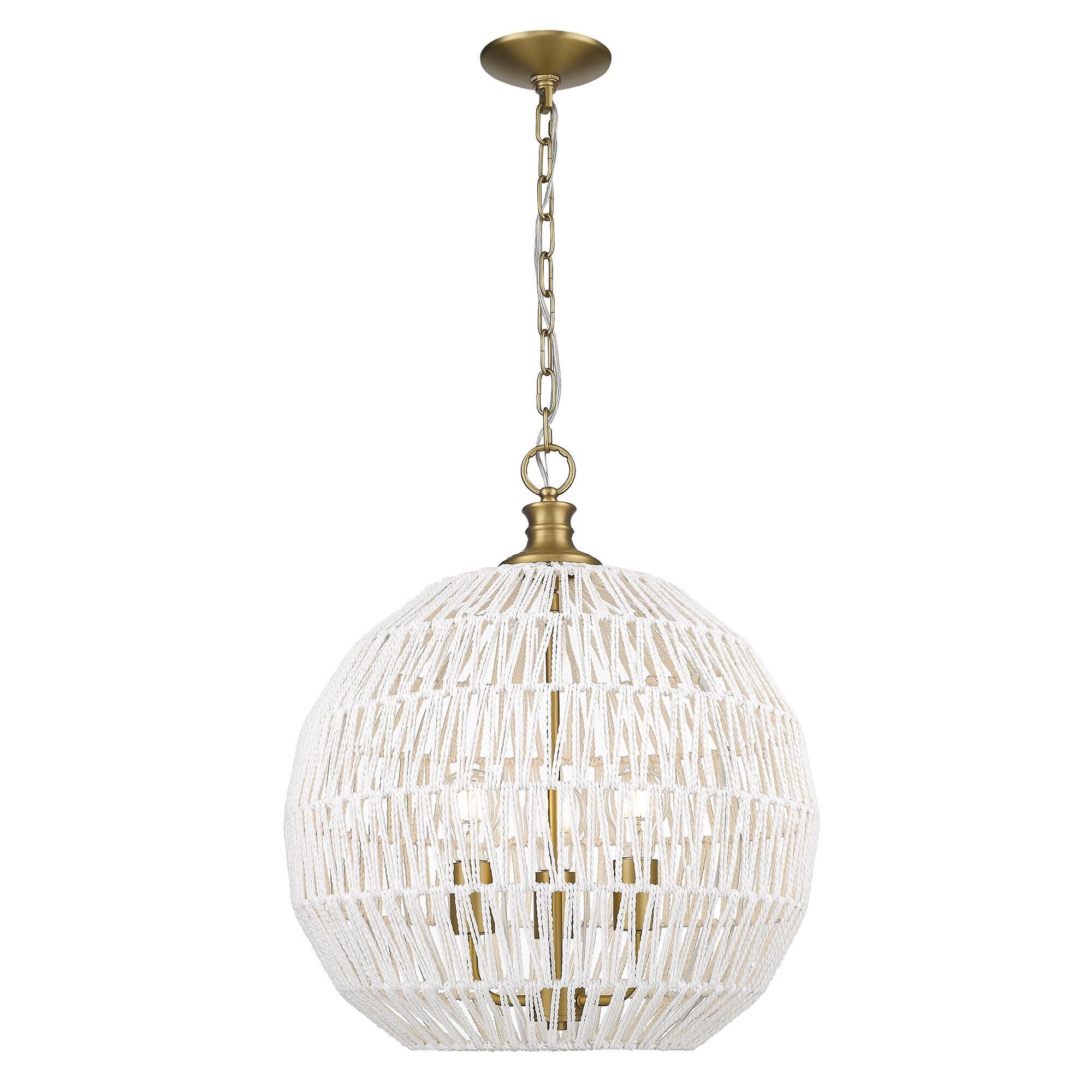 Shown in Brushed Champagne Bronze finish and Bleached White Raphia Rope shade