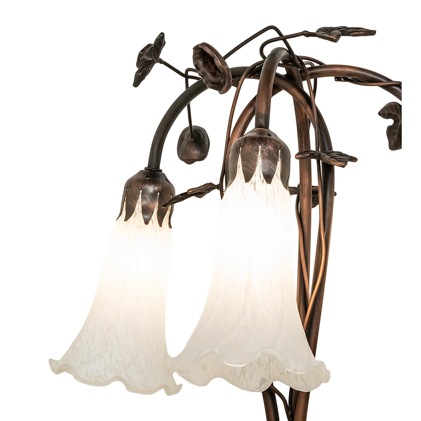 Shown in Mahogany Bronze finish and White glass