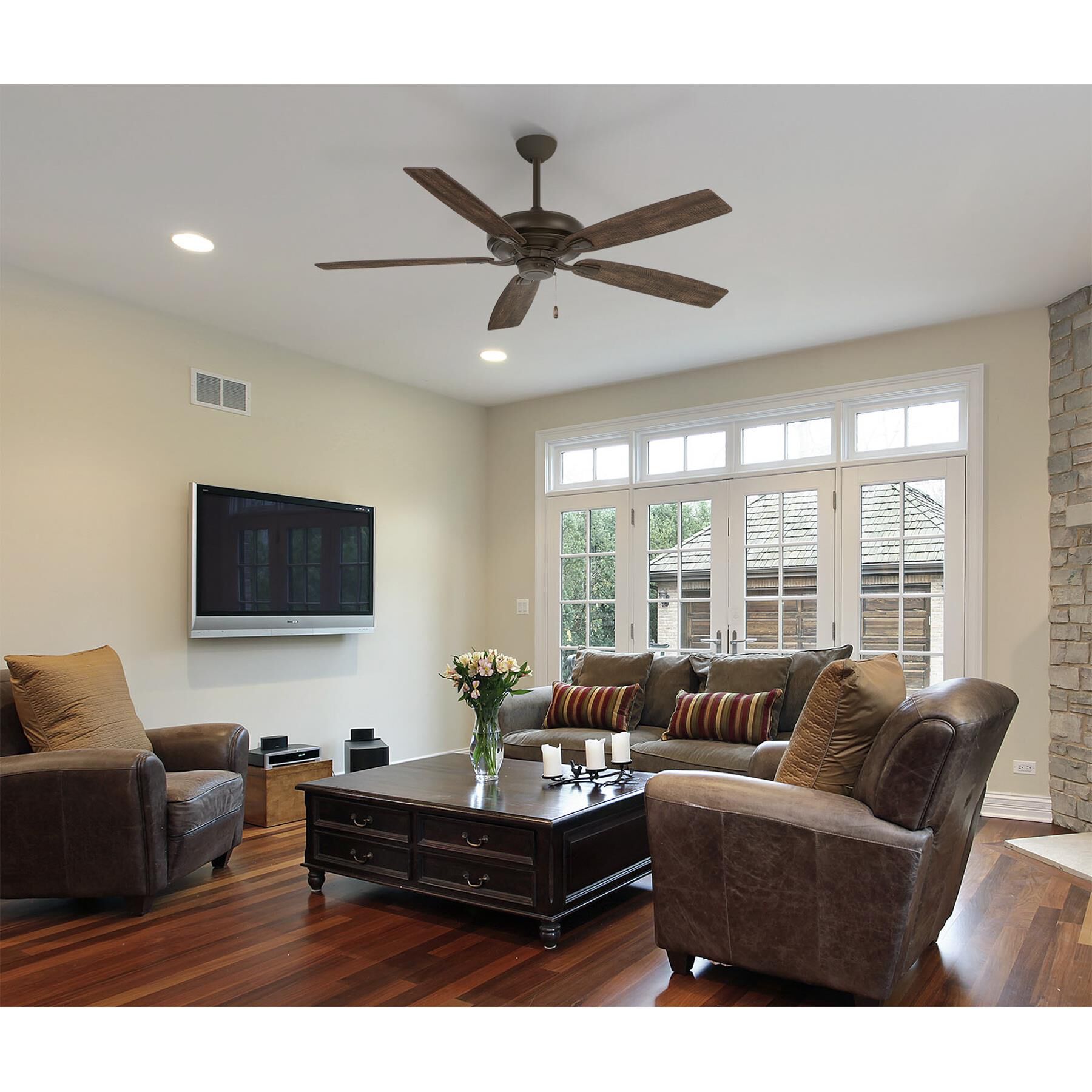 Shown in Oil Rubbed Bronze finish and Oil Rubbed Bronze glass and Fabric shade