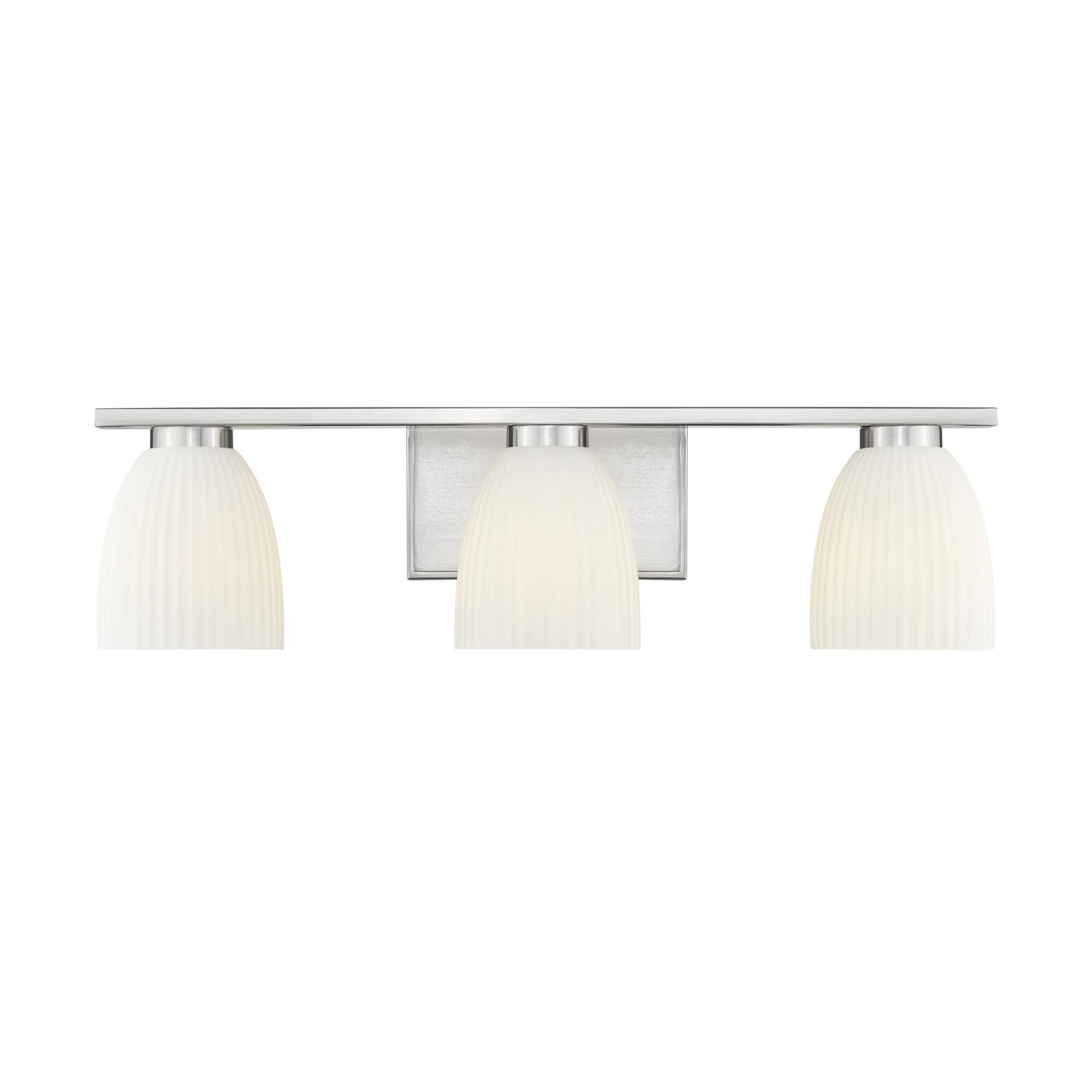 Shown in Brushed Nickel finish and Matte Opal glass and Matte Opal shade