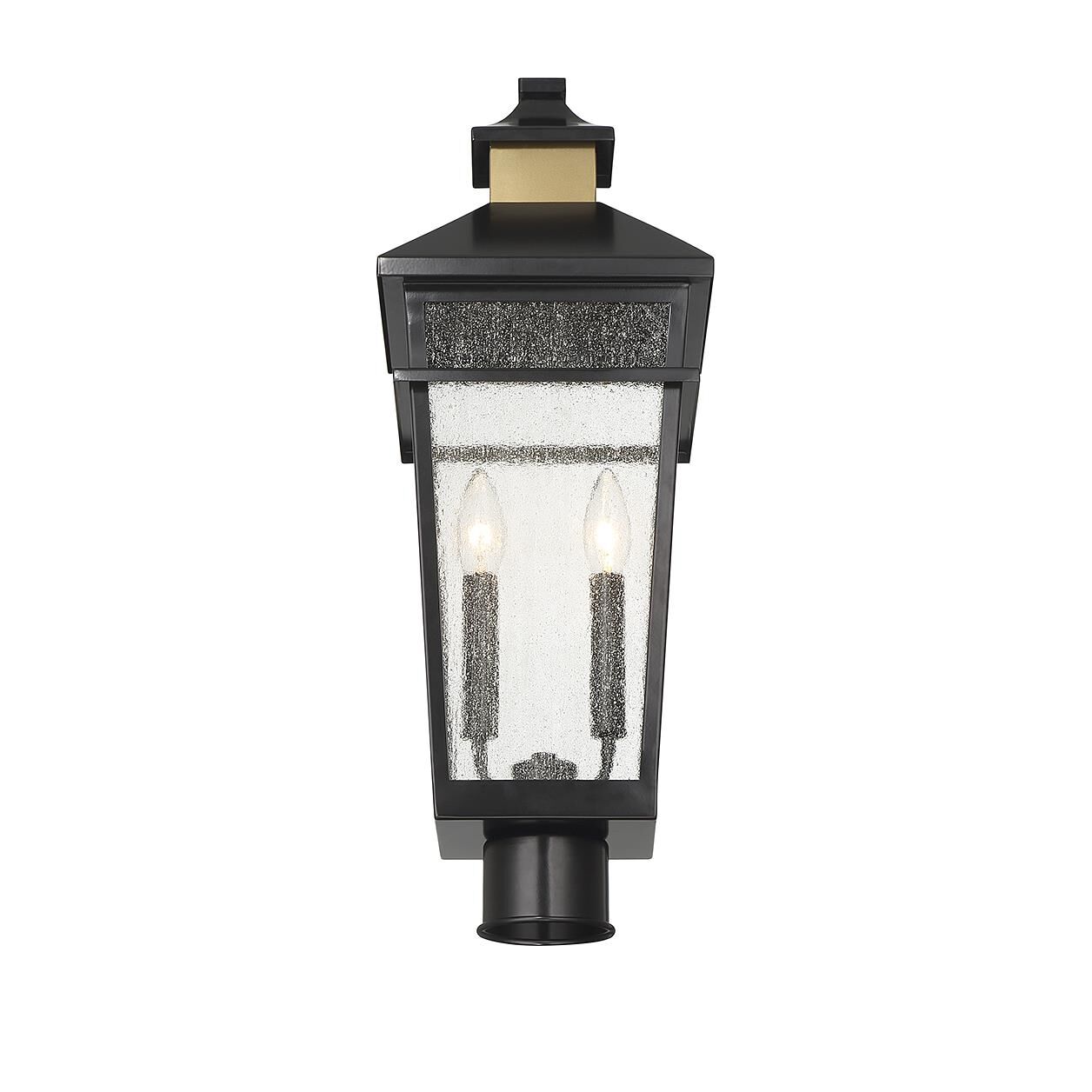 Shown in Matte Black with Warm Brass finish and Clear Seeded glass