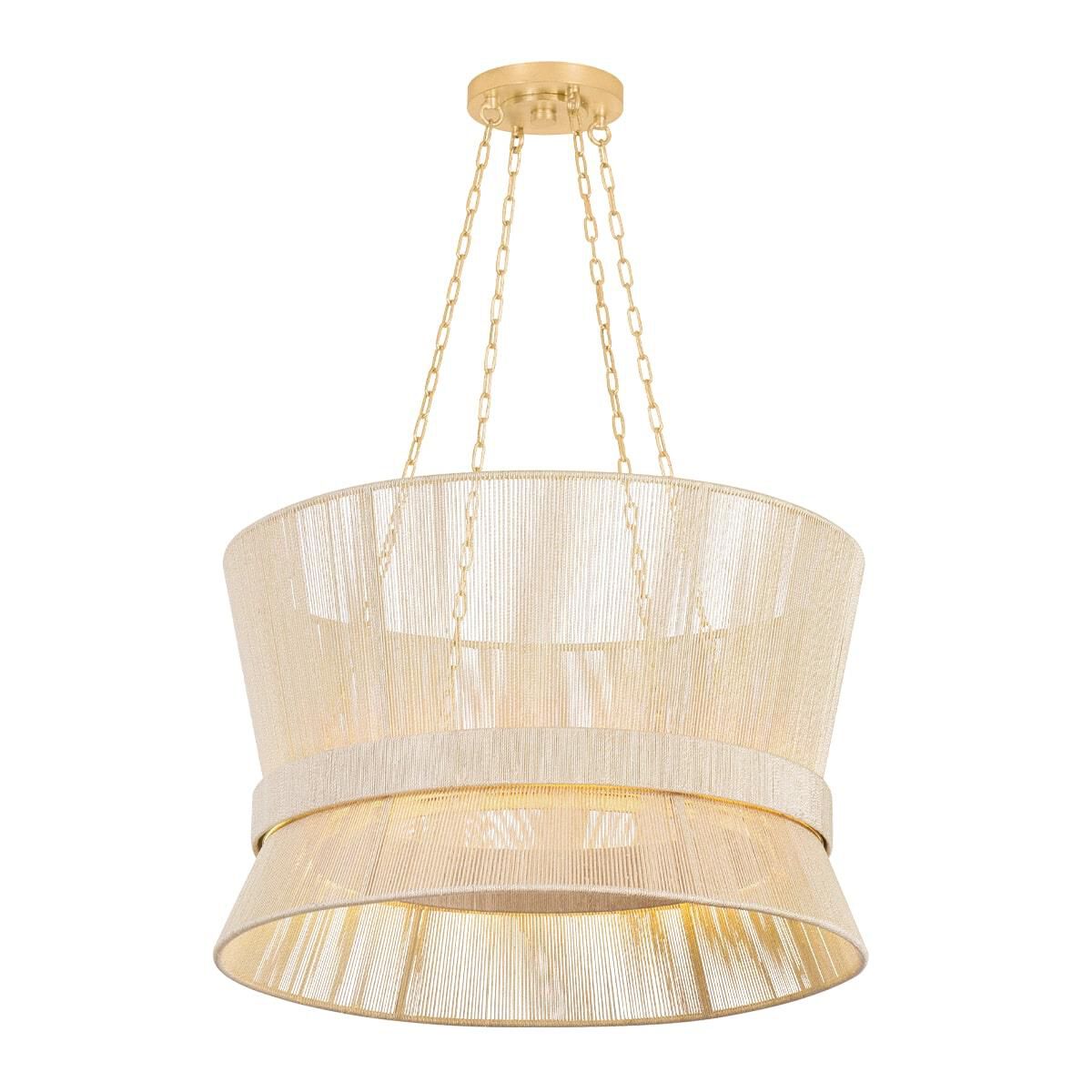 Shown in Vintage Gold Leaf finish and Natural Woven Abaca shade
