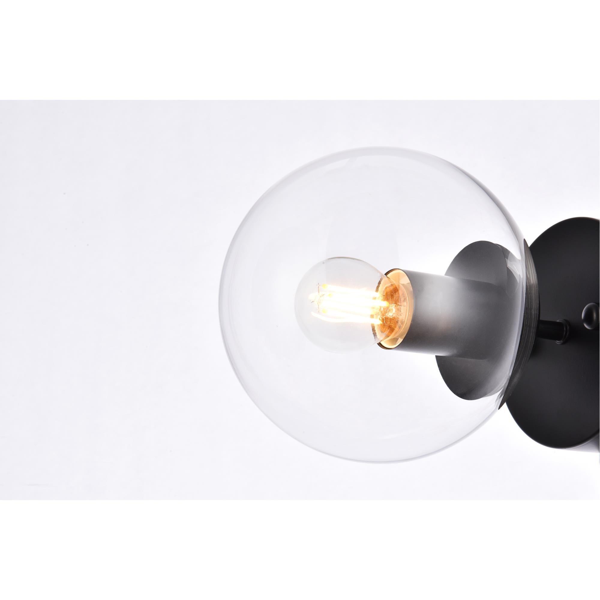 Shown in Black finish and Clear glass