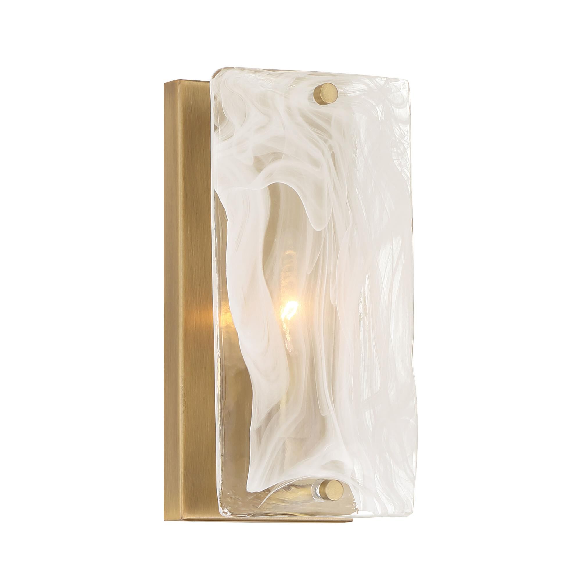 Shown in Legacy Brass finish and White Swirl glass and Glass shade