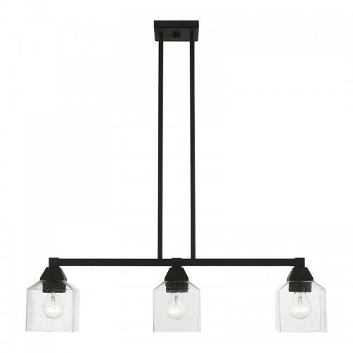 Shown in Black finish and Clear Seeded glass