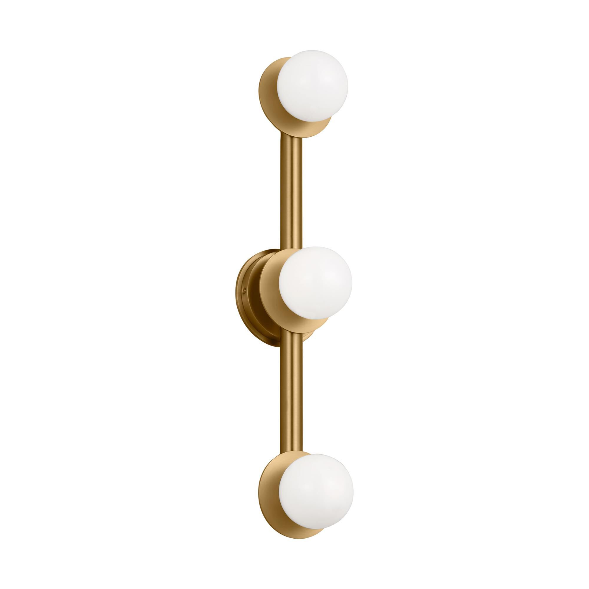 Shown in Burnished Brass finish and Milk glass