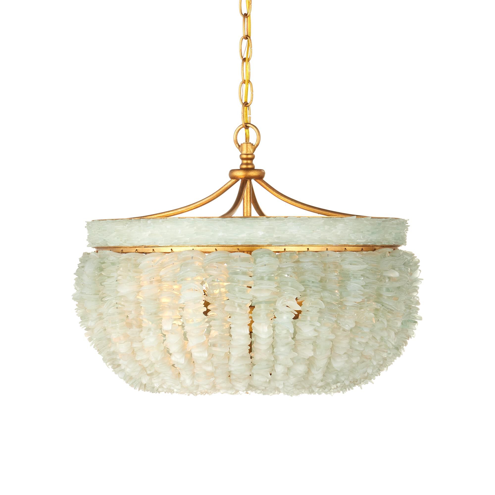 Shown in Contemporary Gold Leaf-Seaglass finish and Seaglass glass