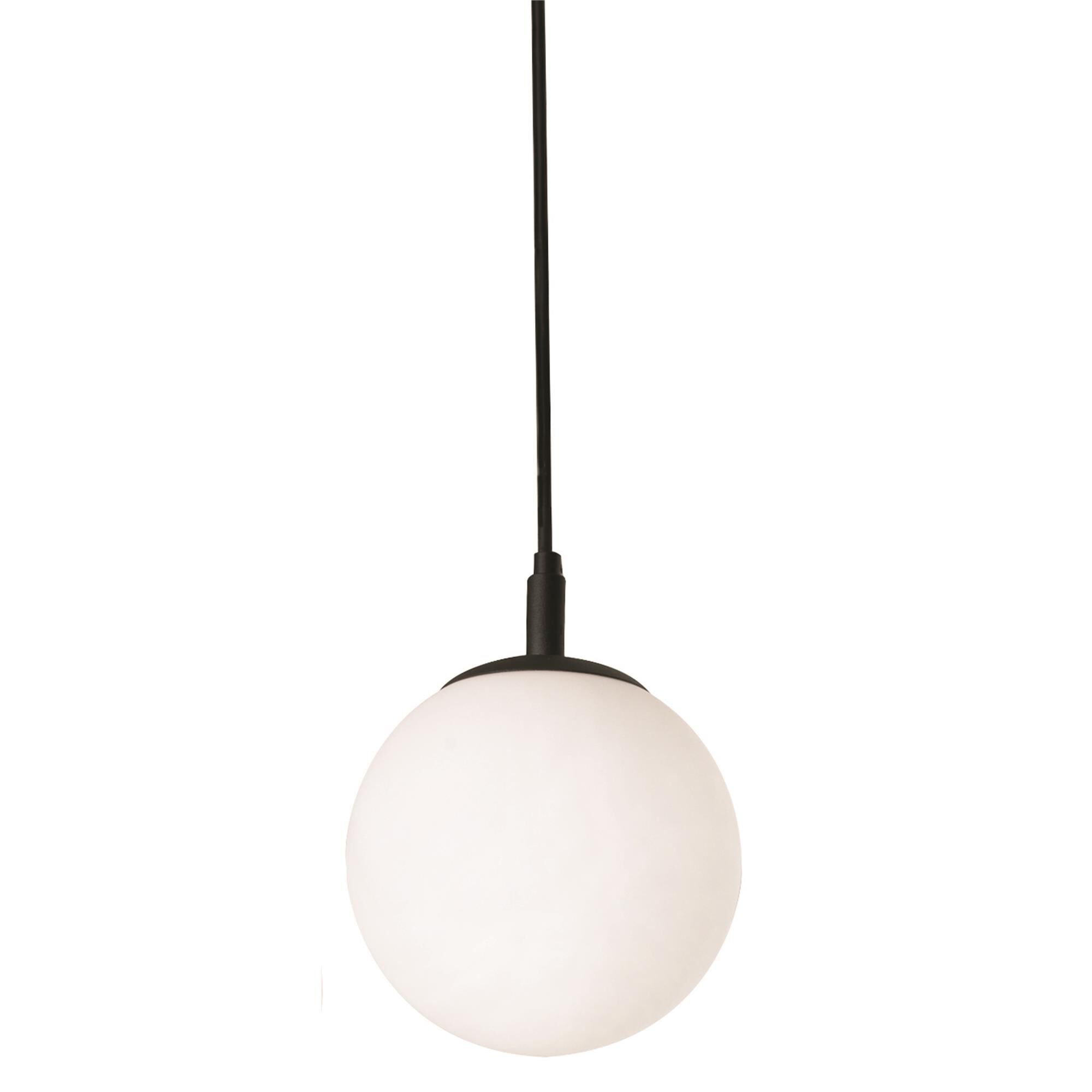 Shown in Black finish and White glass and White Glass shade