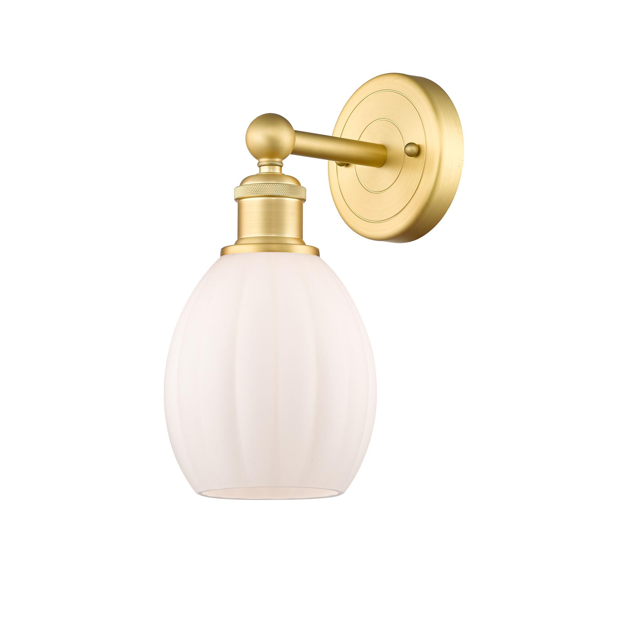 Shown in Satin Gold finish and Matte White glass