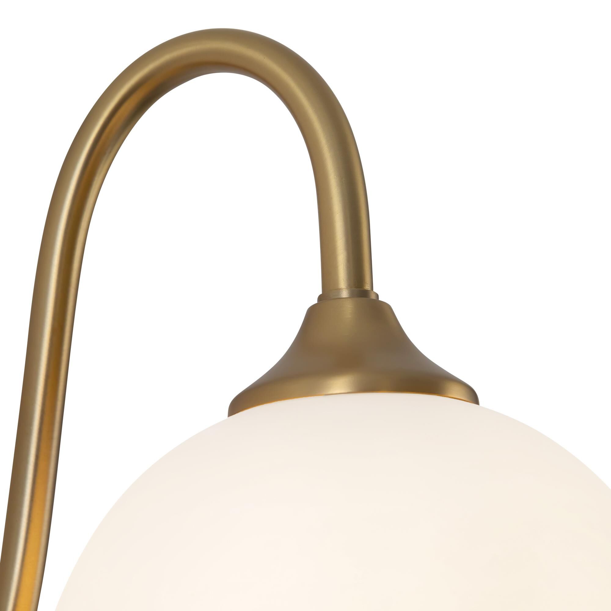 Shown in Brushed Gold finish and Matte Opal glass