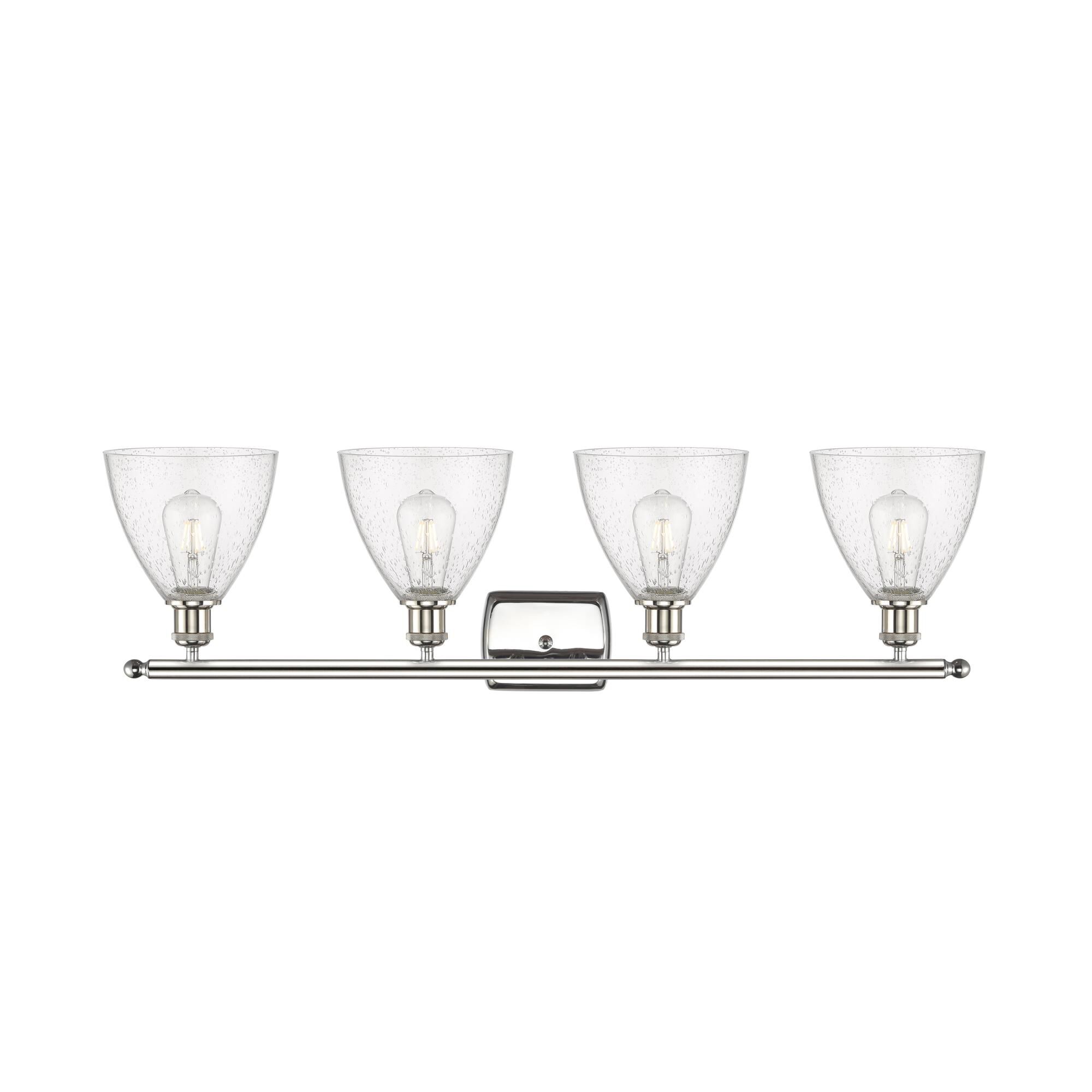 Shown in Polished Nickel finish and Seedy Ballston Dome glass and No Shade shade