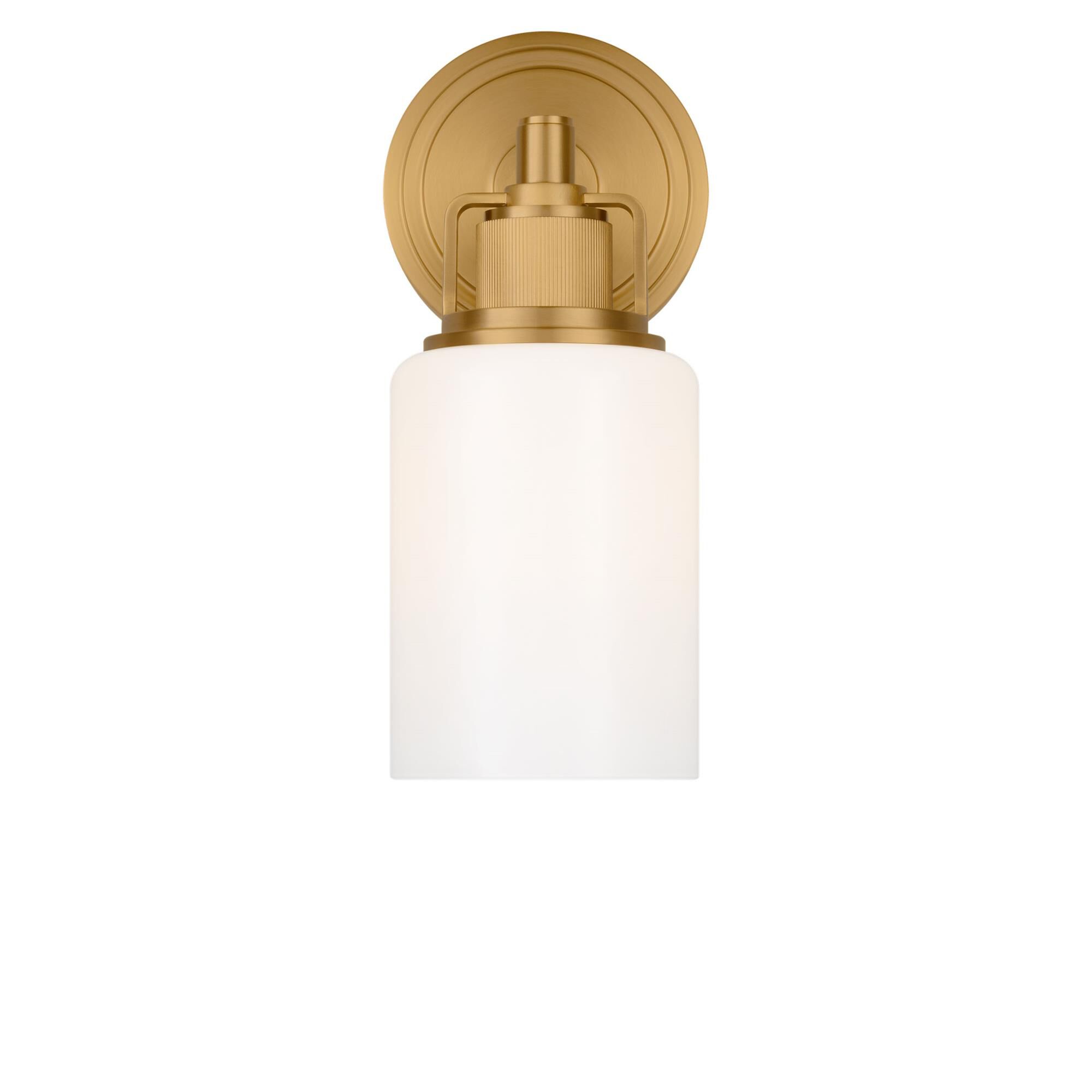 Shown in Burnished Brass finish and Milk glass